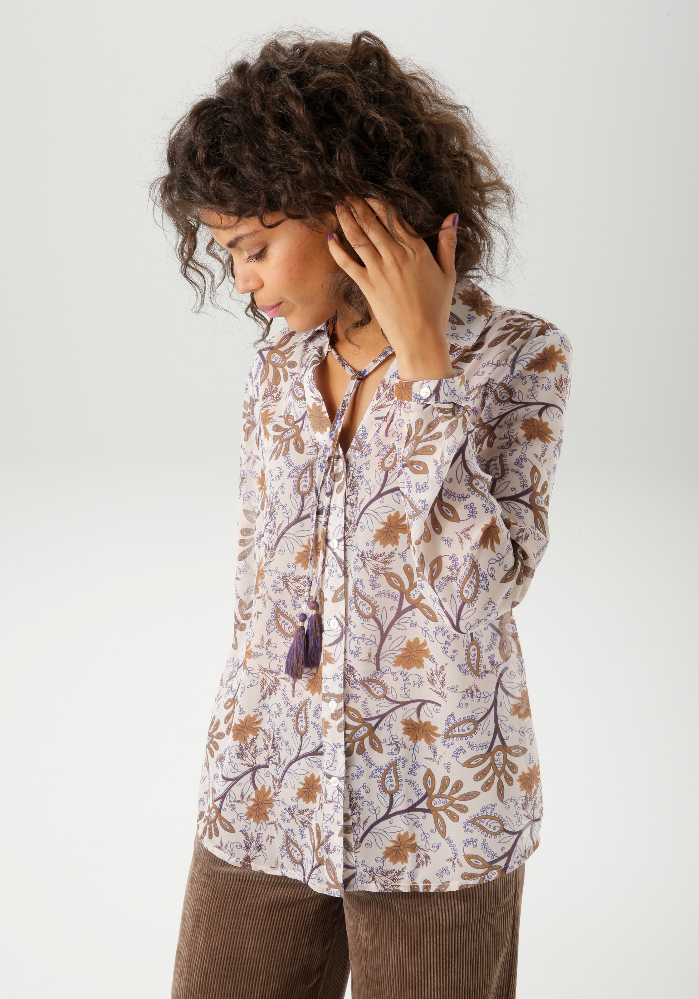 Aniston CASUAL Hemdbluse mit fantasievollem Blumendruck- jedes Teil ein Uni günstig online kaufen