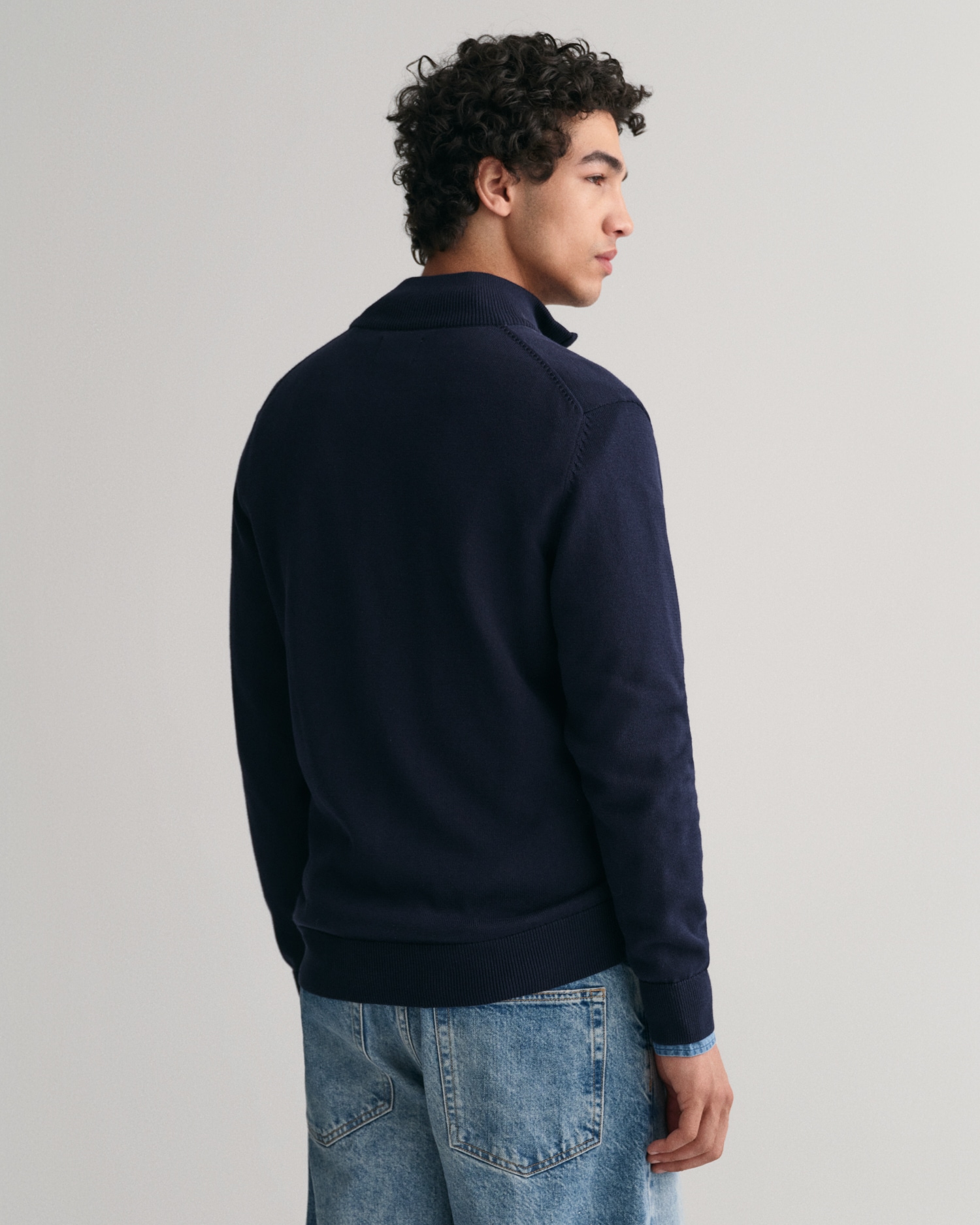 Gant Cardigan »CASUAL COTTON ZIP CARDIGAN«, Mit Rippbündchen an Stehkragen, Ärmeln und Saum