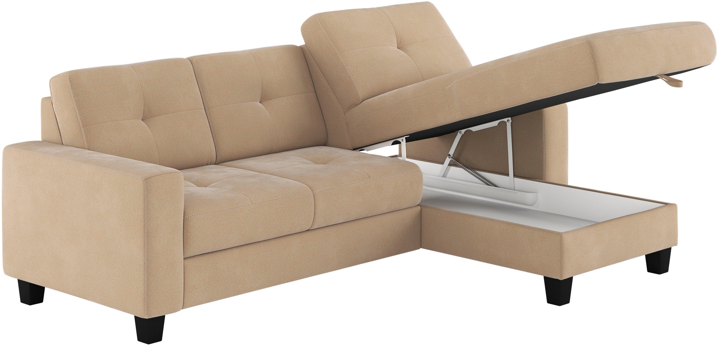 Places of Style Ecksofa »Varese«, wahlweise mit Bettfunktion und Bettkasten
