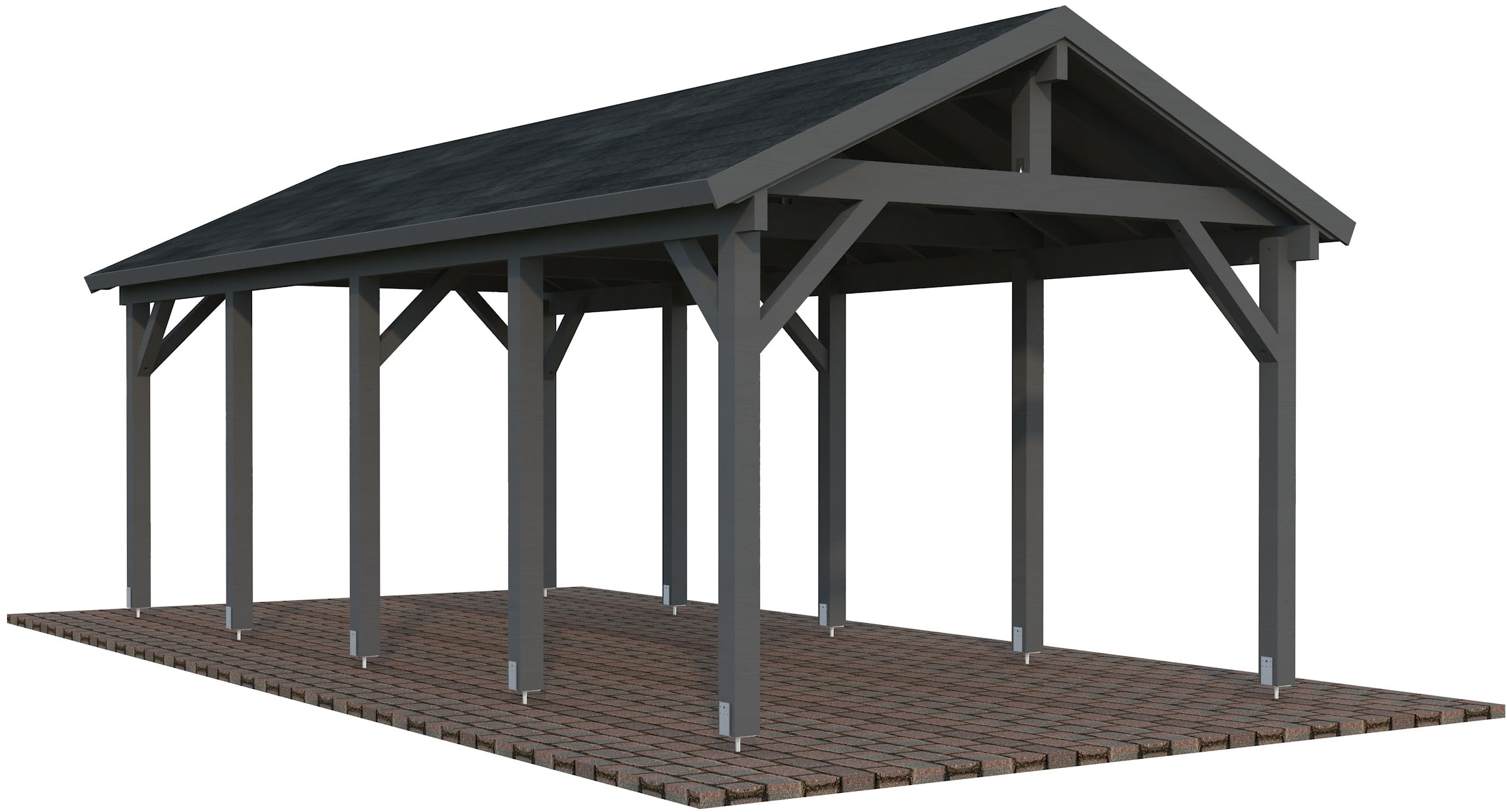 Palmako Einzelcarport "Robert" Massivholz 291 cm dunkelgrau/dunkelgrau