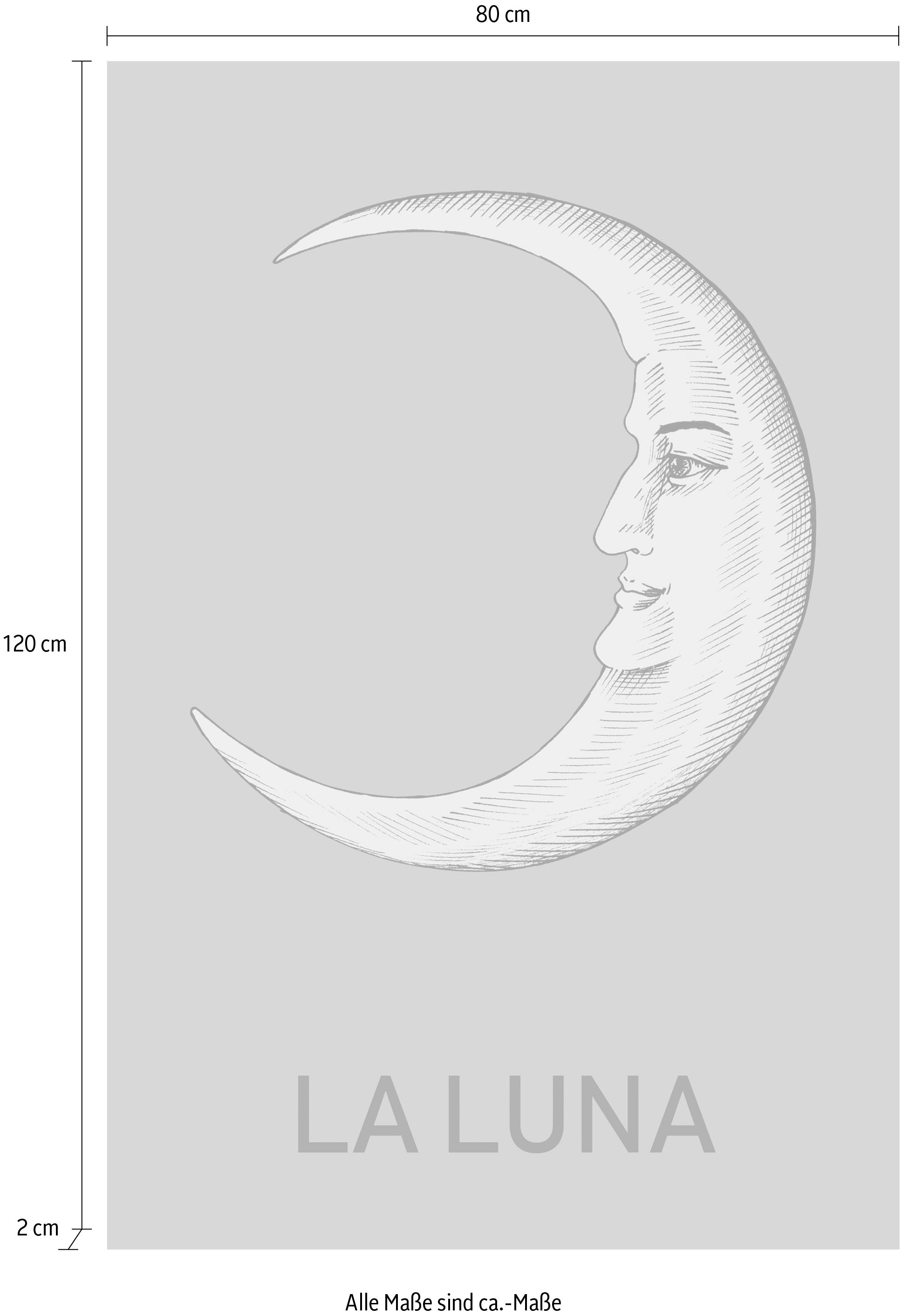 queence Leinwandbild »Der Mond«, Kunst-Modern-Schriftzug, Premium-Leinwandstoff, Handarbeit aus Deutschland
