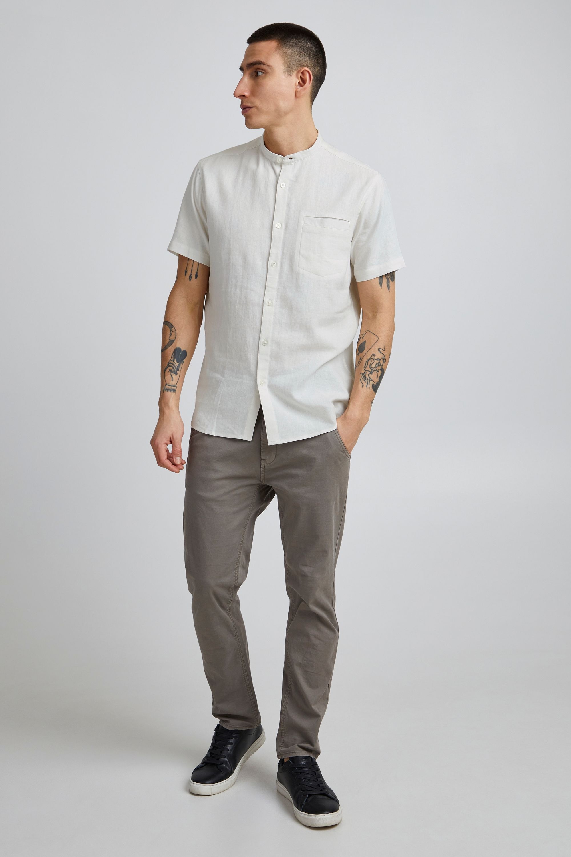 Kurzarmshirt 11 PROJECT "Kurzarmhemd PROcke", Herren, Gr. XL, weiß (sanftes weiß), Obermaterial: 58% Leinen LI. 42% Viskose CV., Hemden 2