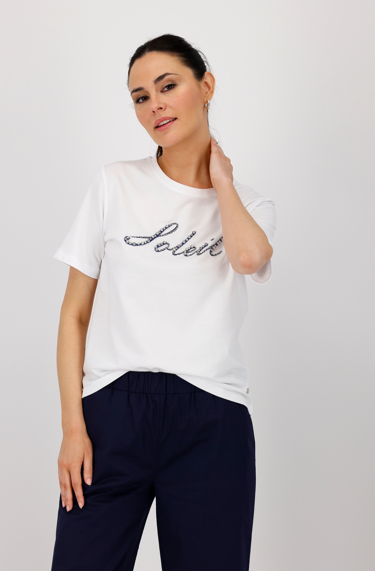 Monari T-Shirt "Shirt Schmuckschrift", Mit Rundhalsausschnitt günstig online kaufen