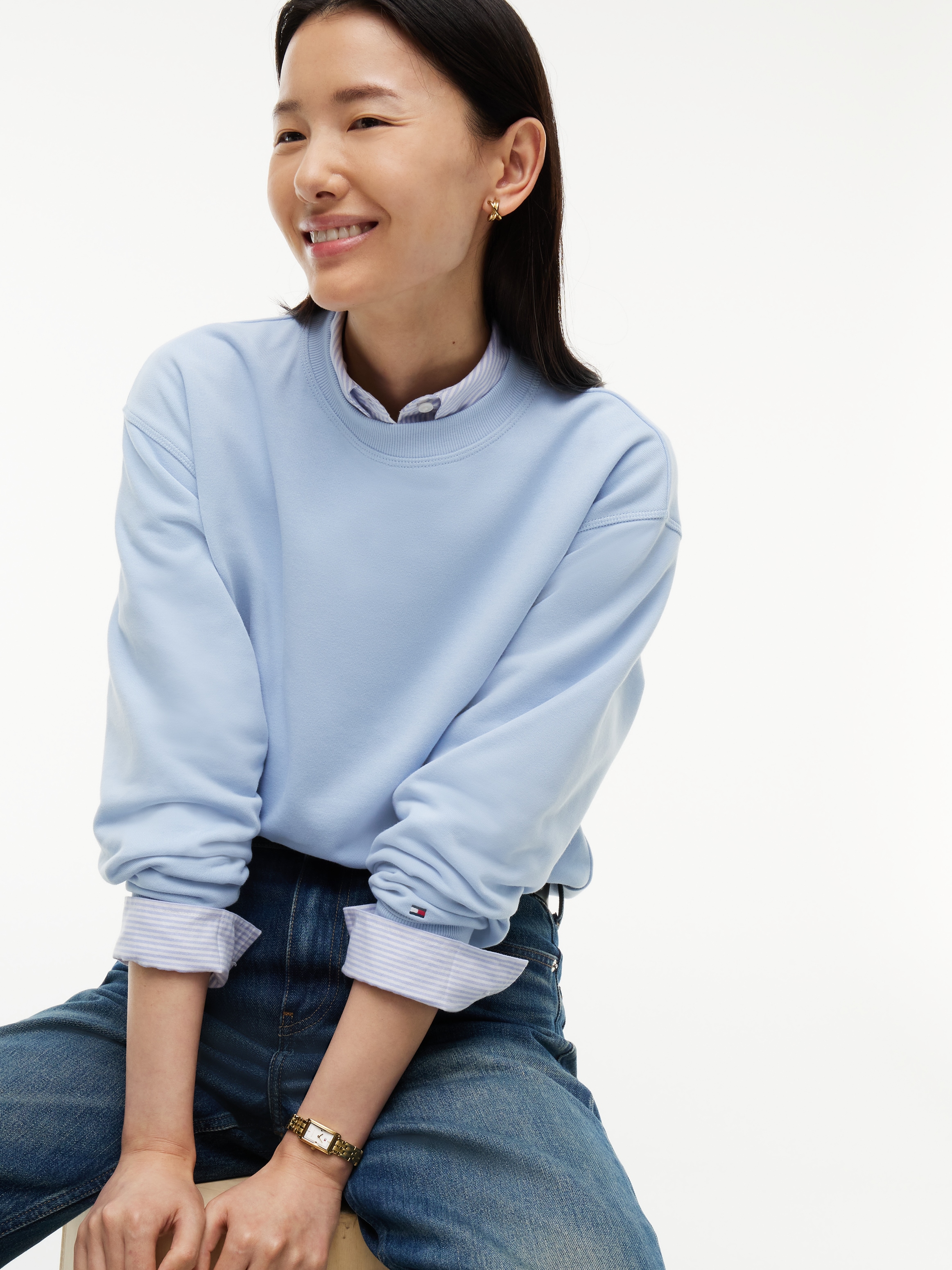 Tommy Hilfiger Sweatshirt »SCRIPT TERRY MDRN C-NK SWTSHIRT«, Baumwolle
