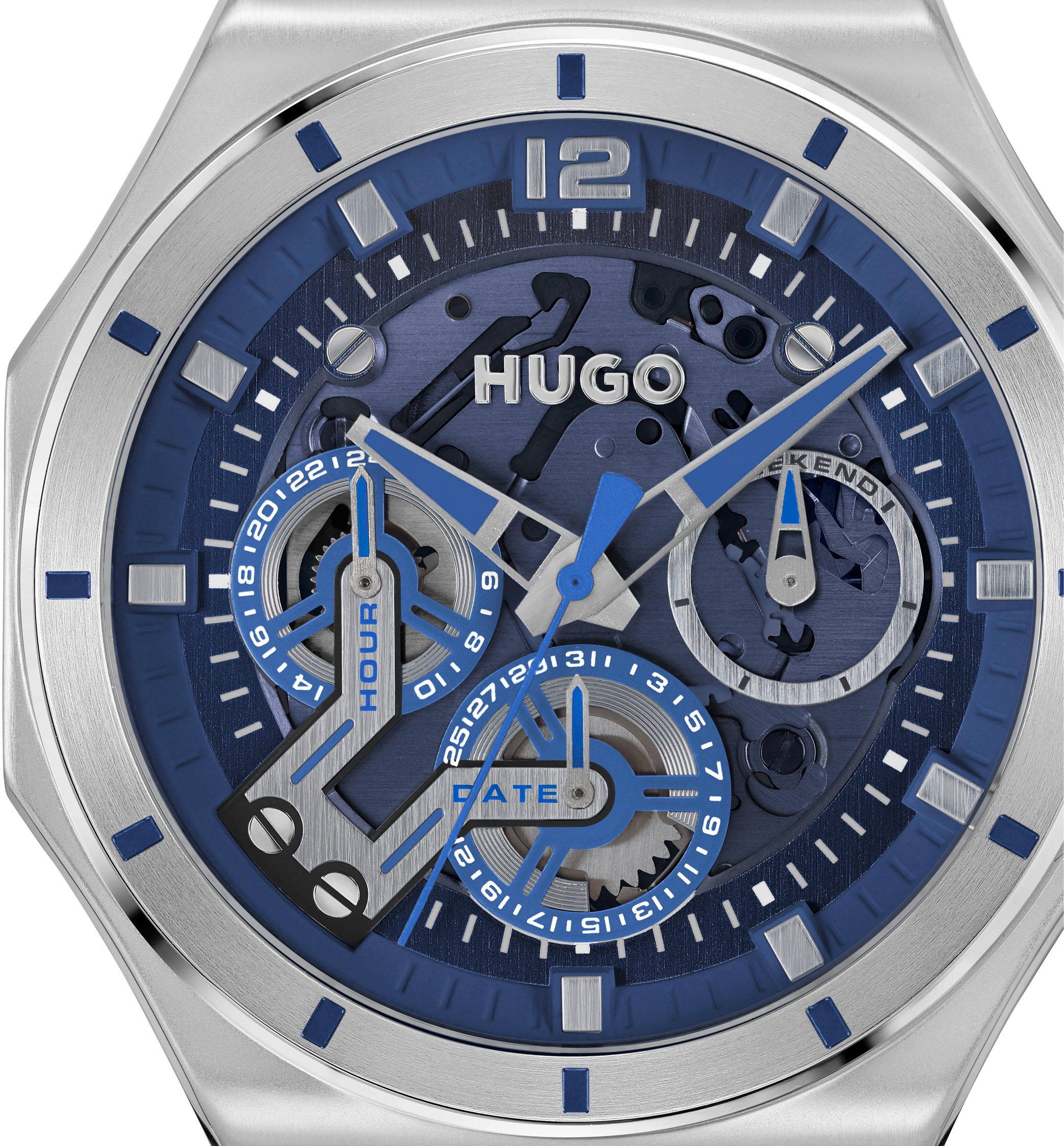 HUGO Multifunktionsuhr »#GRAIL SKELETON«, Armbanduhr, Quarzuhr, Herrenuhr, Datum, Silikonarmband