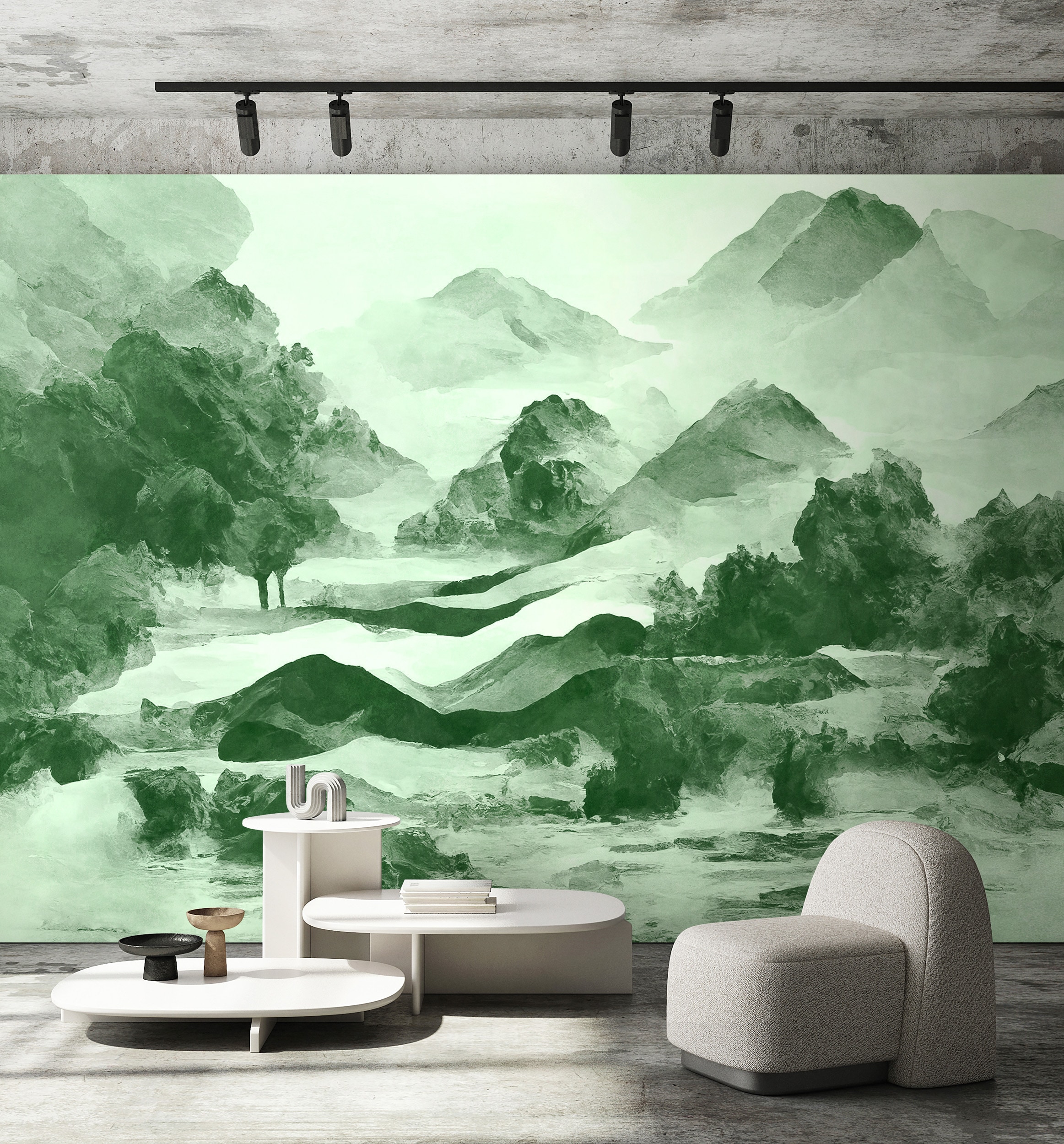 living walls Vliestapete "Berglandschaft-Tapete Asiatischer Stil Vliestapete" matt glatt