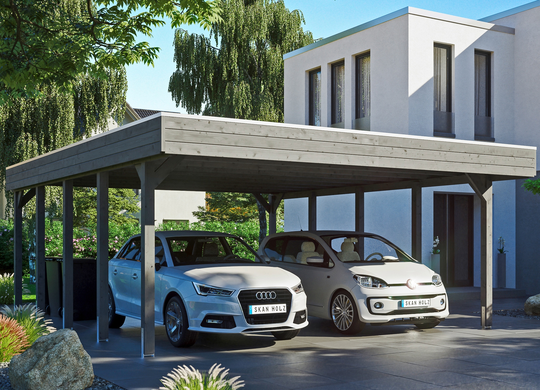 Skanholz Doppelcarport "Friesland" Massivholz 514 cm dunkelgrau