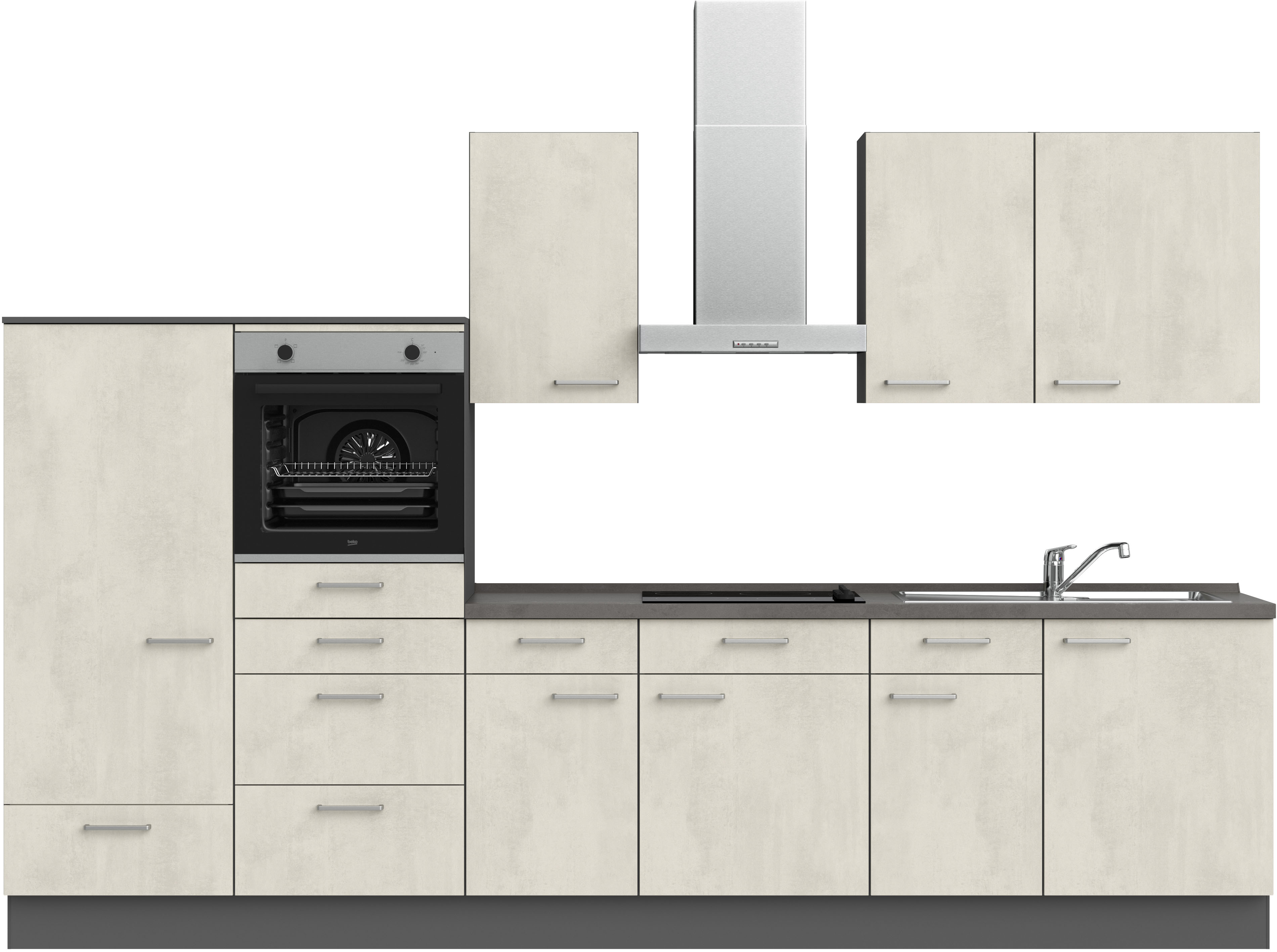 nobilia Küchenzeile ""Riva I", NEU: individuell anpassbar mit gratis Profi-Beratung" vormontiert, Breite 330 cm, Ausrichtung wählbar, wahlw. mit E-Geräten