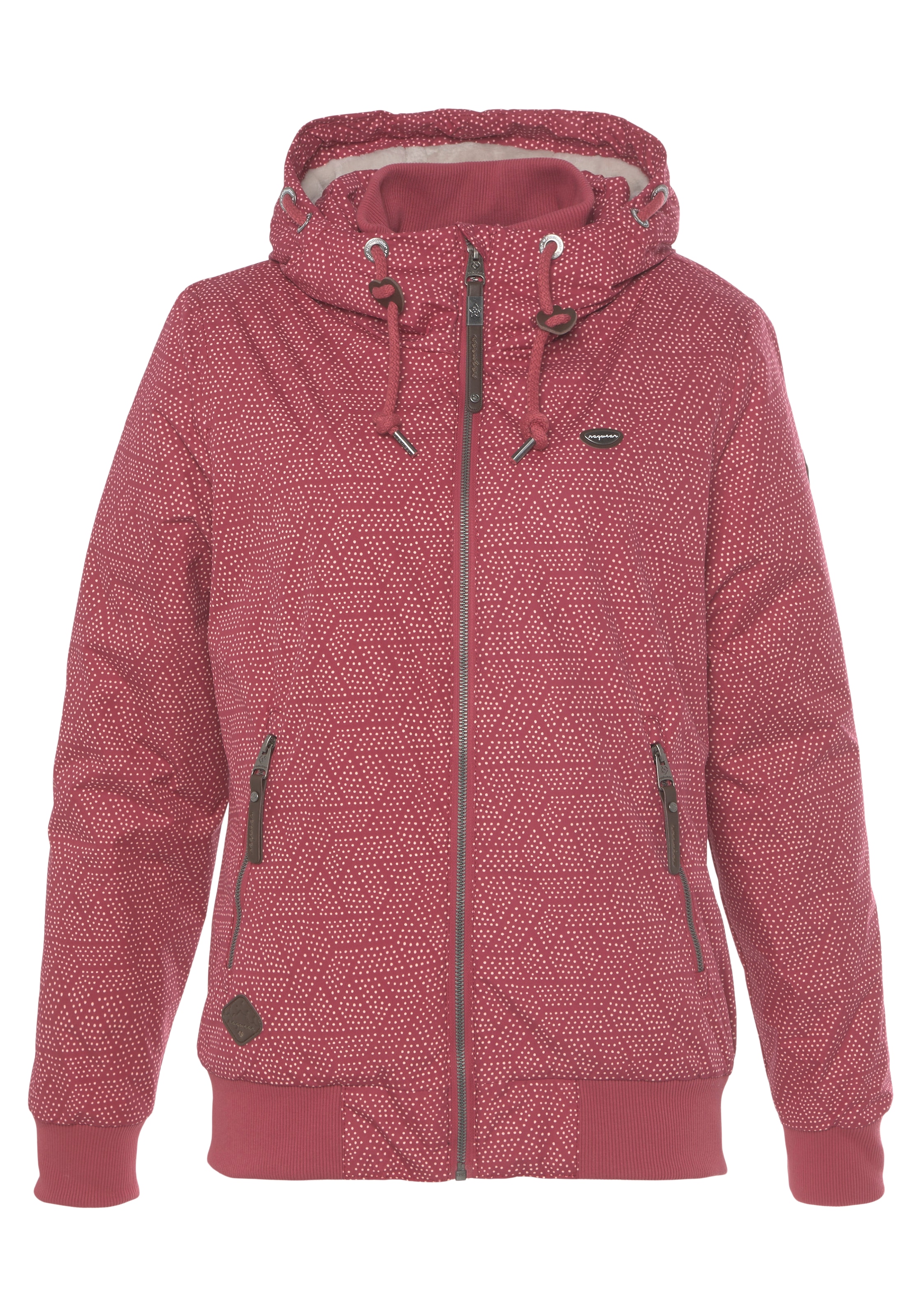 Ragwear Outdoorjacke »NUGETTKA PRINT O«, mit Kapuze, mit Pünktchen Muster