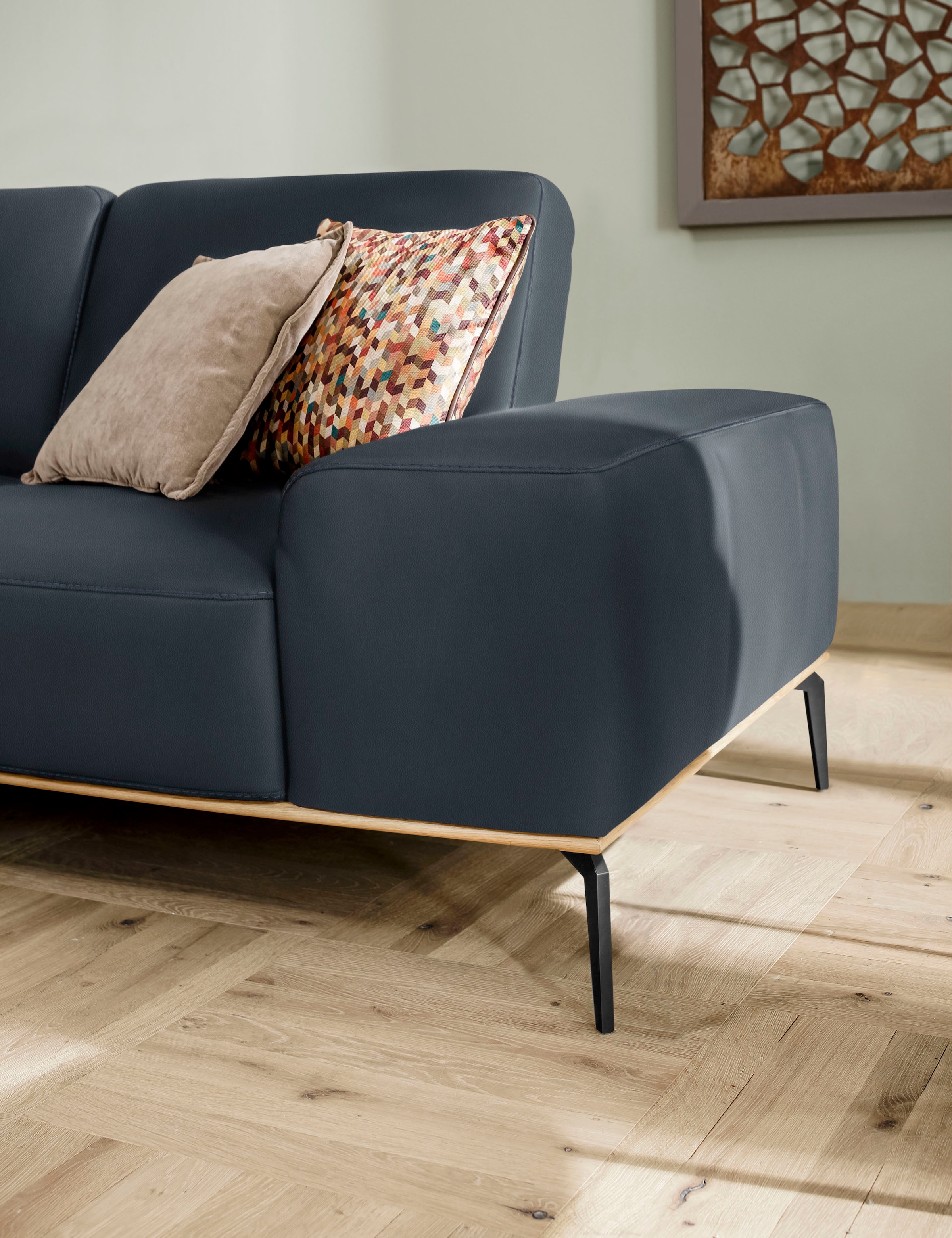 W.SCHILLIG Ecksofa »run, Designsofa mit tollem Sitzkomfort, bequem, L-Form«, mit Holzsockel, Füße in Schwarz pulverbeschichtet, Breite 279 cm
