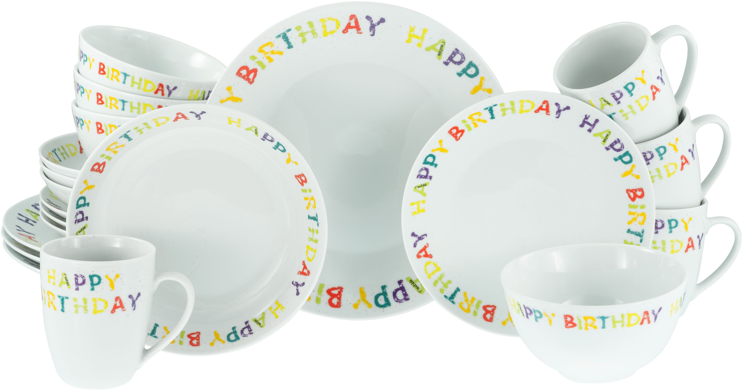 CreaTable Kombiservice "Happy Birthday, Kombi-Service 20-tlg." Fröhliches b günstig online kaufen