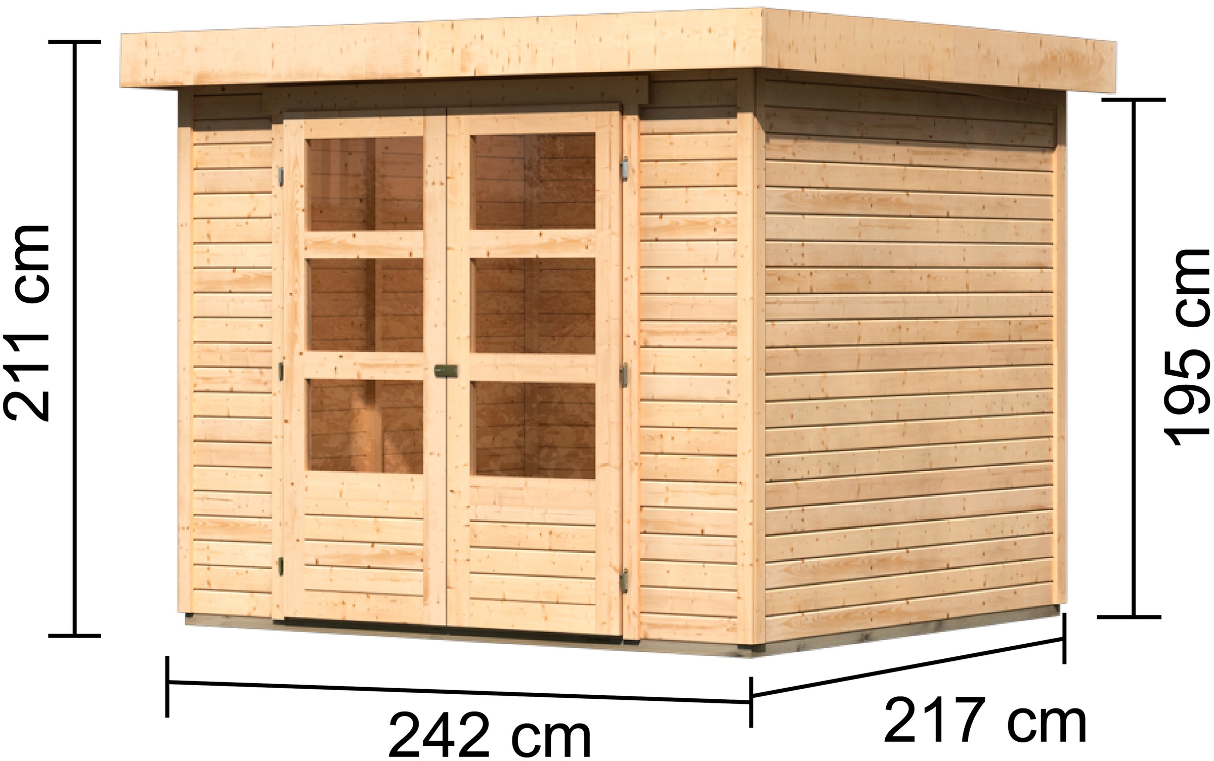 Karibu Gartenhaus »Arnis 3«, naturbelassen oder terragrau