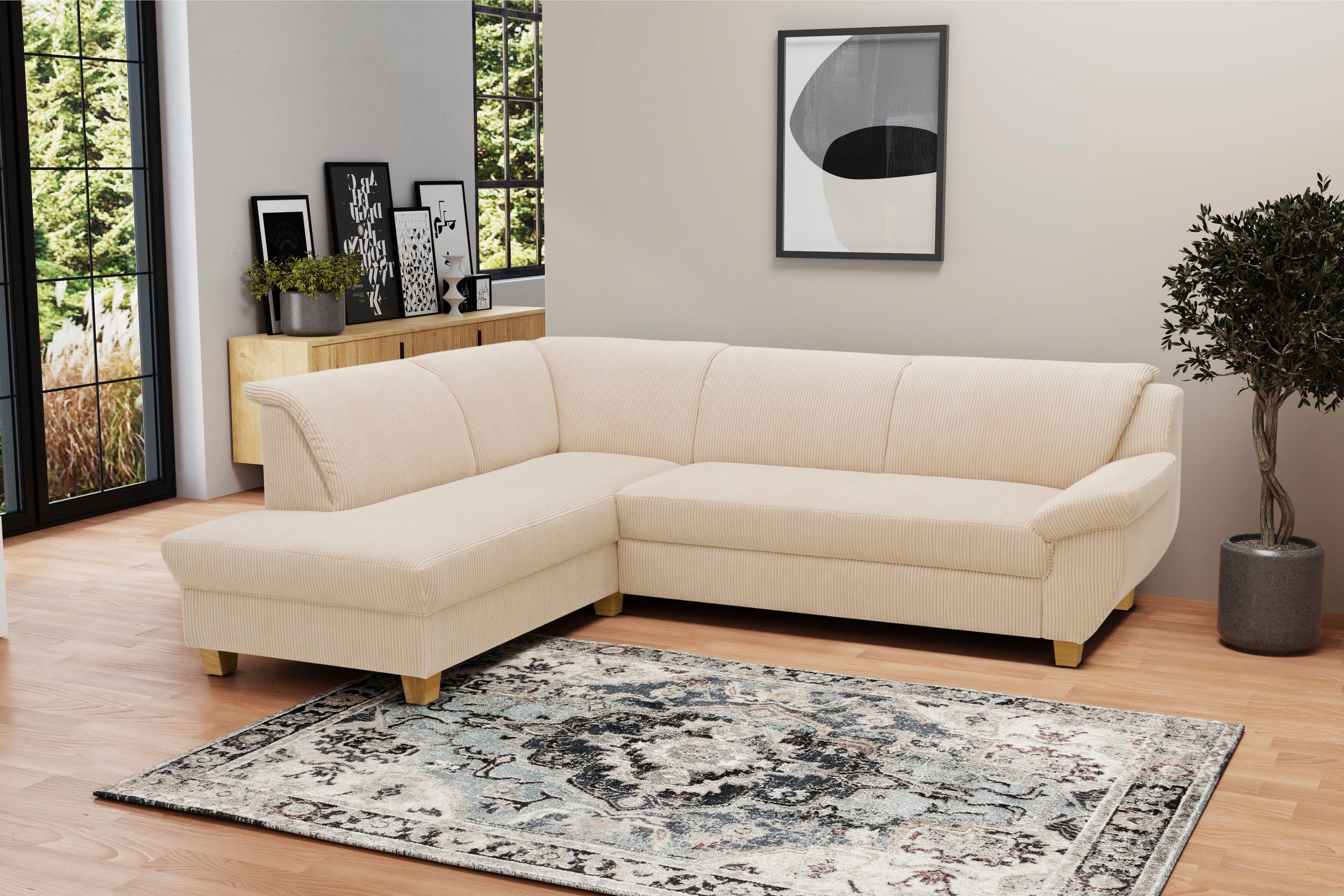 Home affaire Ecksofa »Yesterday Sitzbelastung 140 kg, L-Form«, wahlweise mit Bettfunktion, auch in Cord