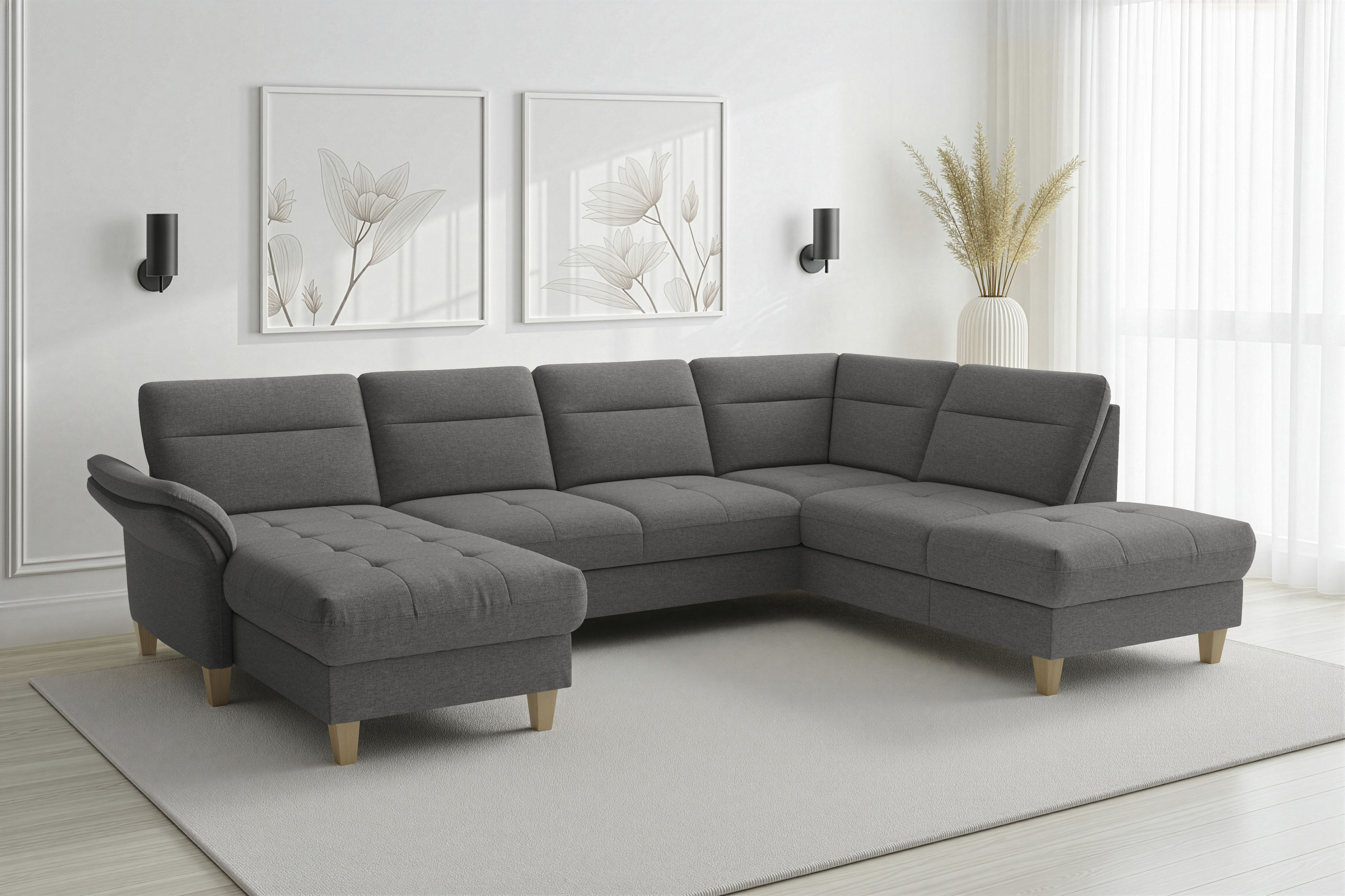 sit&more "Pamela U-Form, B: 292 cm, optional Schlaffunktion & Bettkasten" mit Federkern
