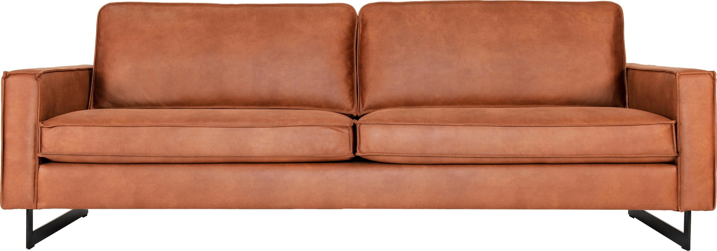 Places of Style 3-Sitzer »Maxi-Ausführung Pinto, 236 cm, Cord, Chenille, Lederoptik«, mit Keder, schwarze Metallfüße, Wellenunterfederung