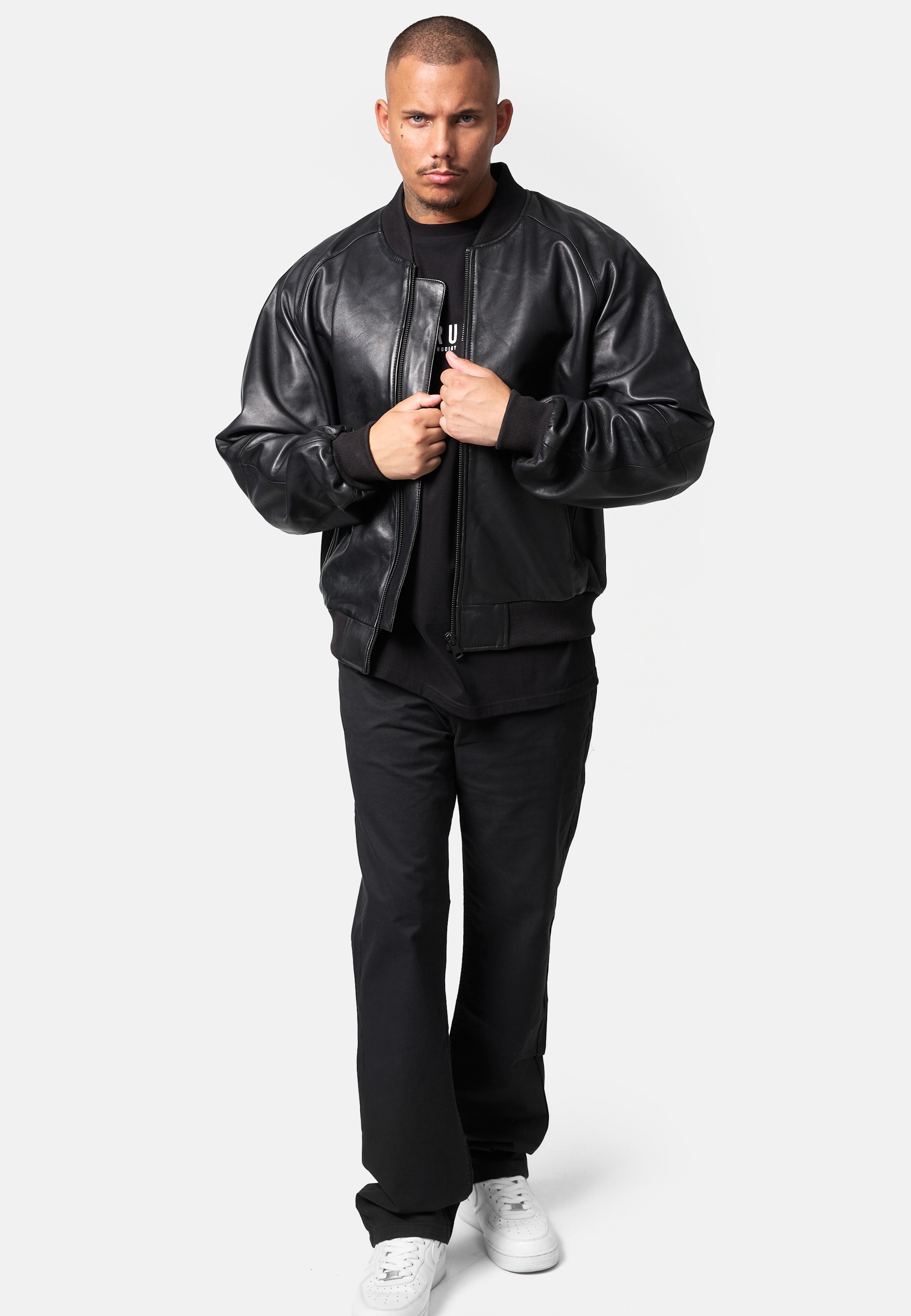 trueprodigy Bomberjacke »Filip Bomberjacke aus Leder mit Reißverschluss« ohne Kapuze
