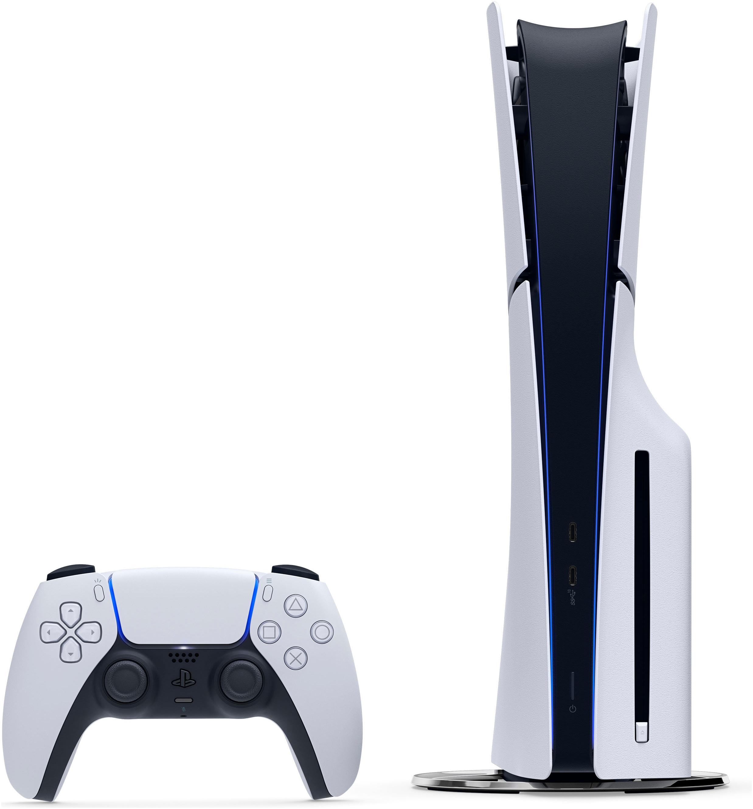 PLAYSTATION 5 Spielekonsole "Disk Edition (Slim)", B:9,6cm H:35,8cm T:21,6cmweiß, schwarz, Spielekonsolen