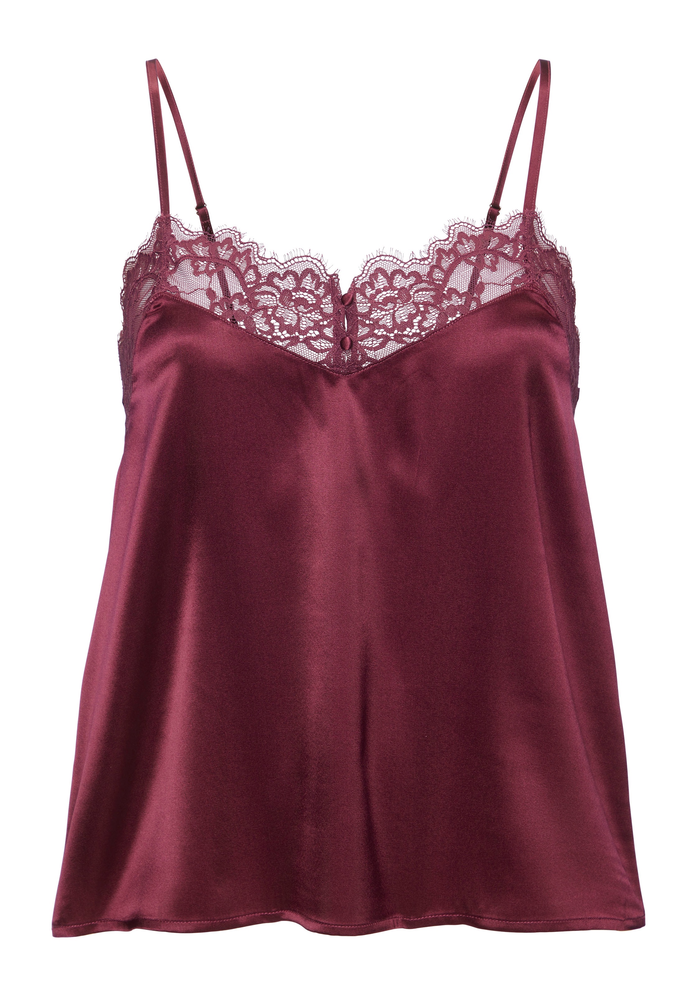 LASCANA Spaghettitop "Alana" mit hohem Seidenanteil und edler Spitze, Desso günstig online kaufen