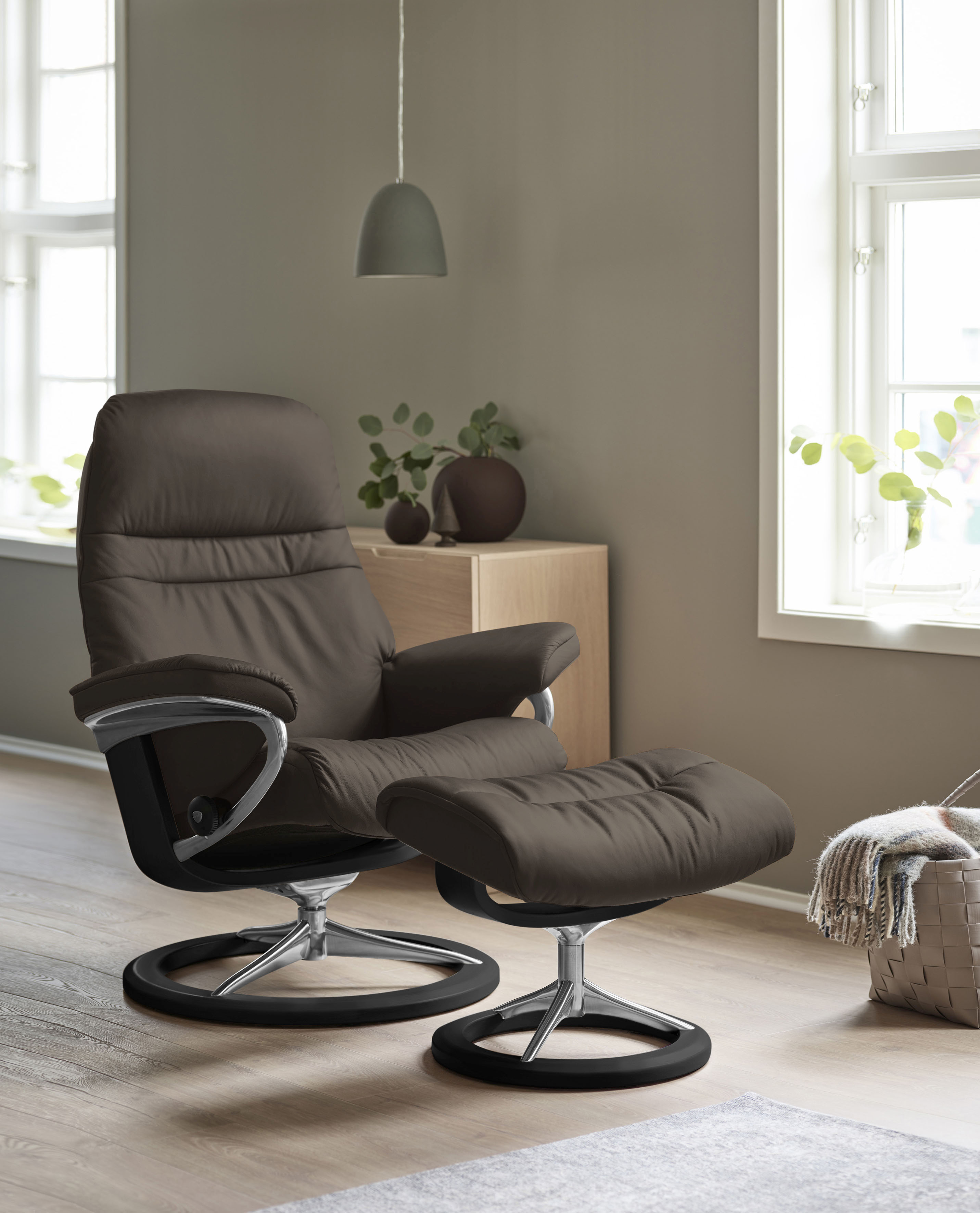 Stressless Relaxsessel "Sunrise" Relaxsessel mit Hocker, mit Signature Base, Größe M, Gestell Schwarz