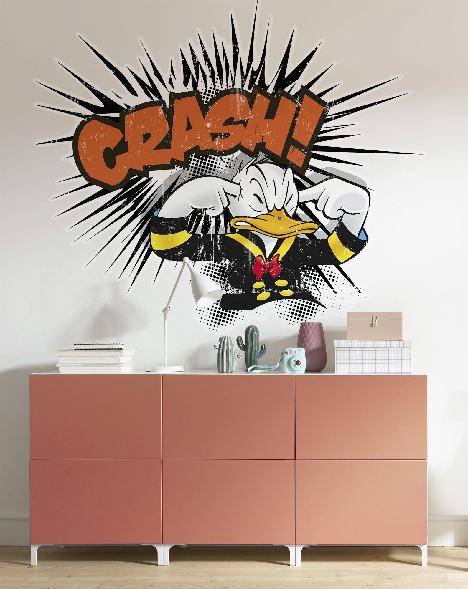 Komar Vliestapete »Selbstklebende Vlies  - Donald crash XXL - Größe 127 x 160 cm«, bedruckt, Kinderzimmer