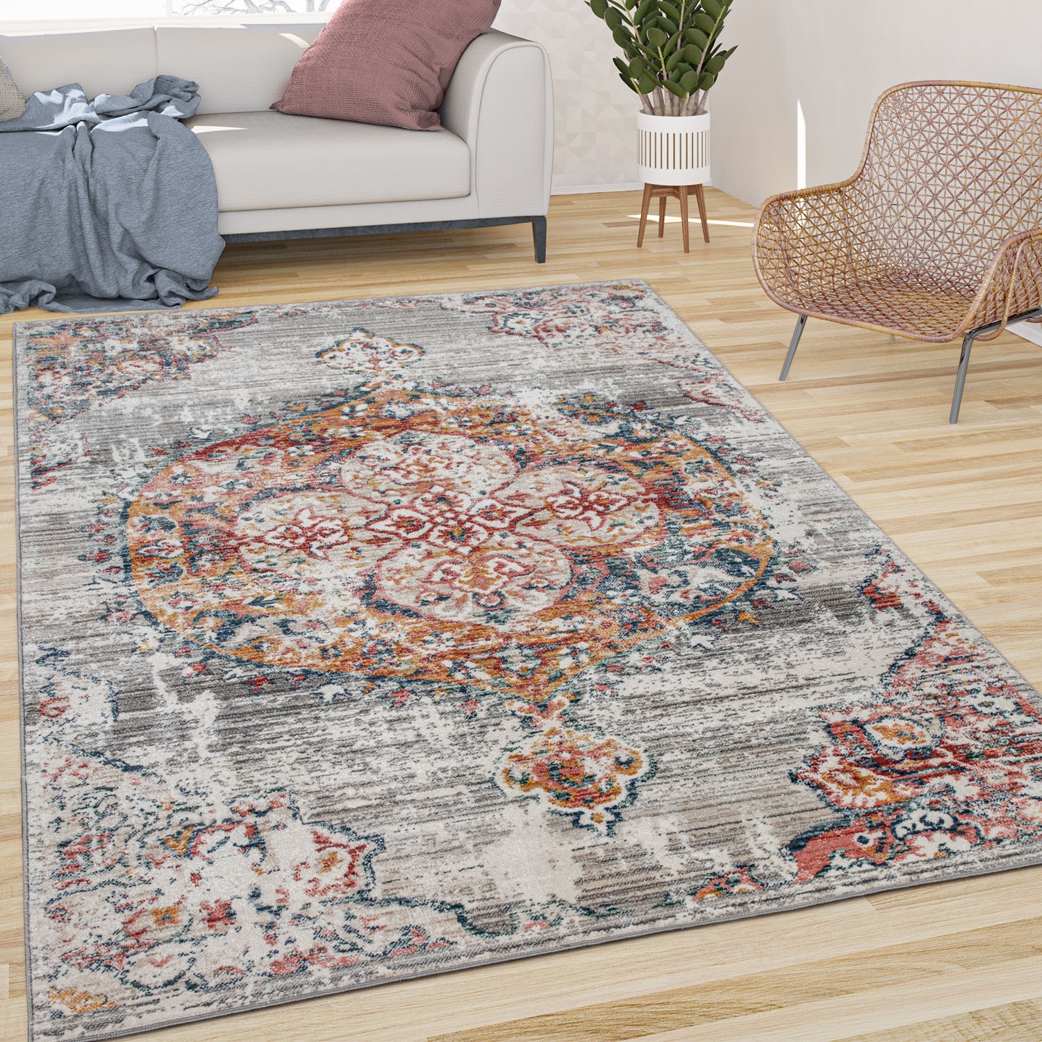 Paco Home Teppich »Herbete 733«, rechteckig, 8 mm Höhe, Kurzflor, Orient-Optik, Vintage Design