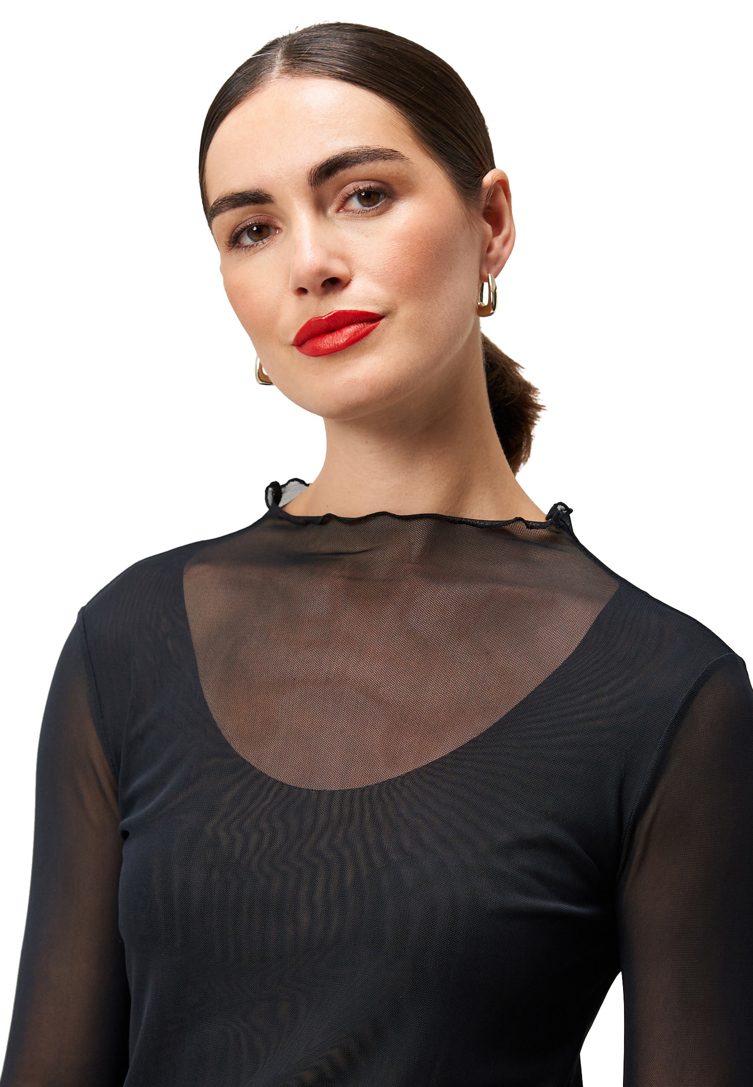 Zero Kurzarmshirt »Damen transparent« 1 Stk. Rüschen