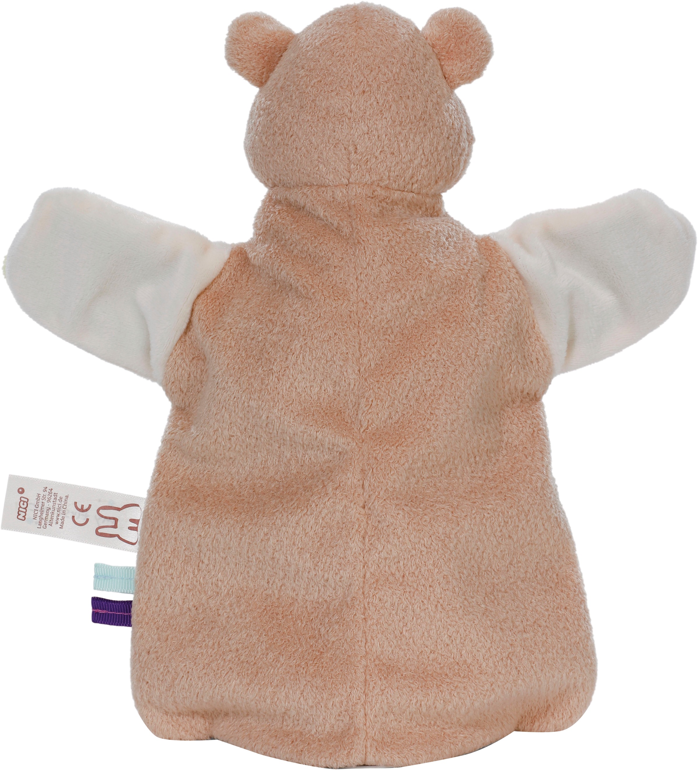 Nici Schmusetuch »My first NICI, Handpuppe Bär 2in1 26x25 cm«, sanfte Materialmix aus glattem und geripptem Plüsch