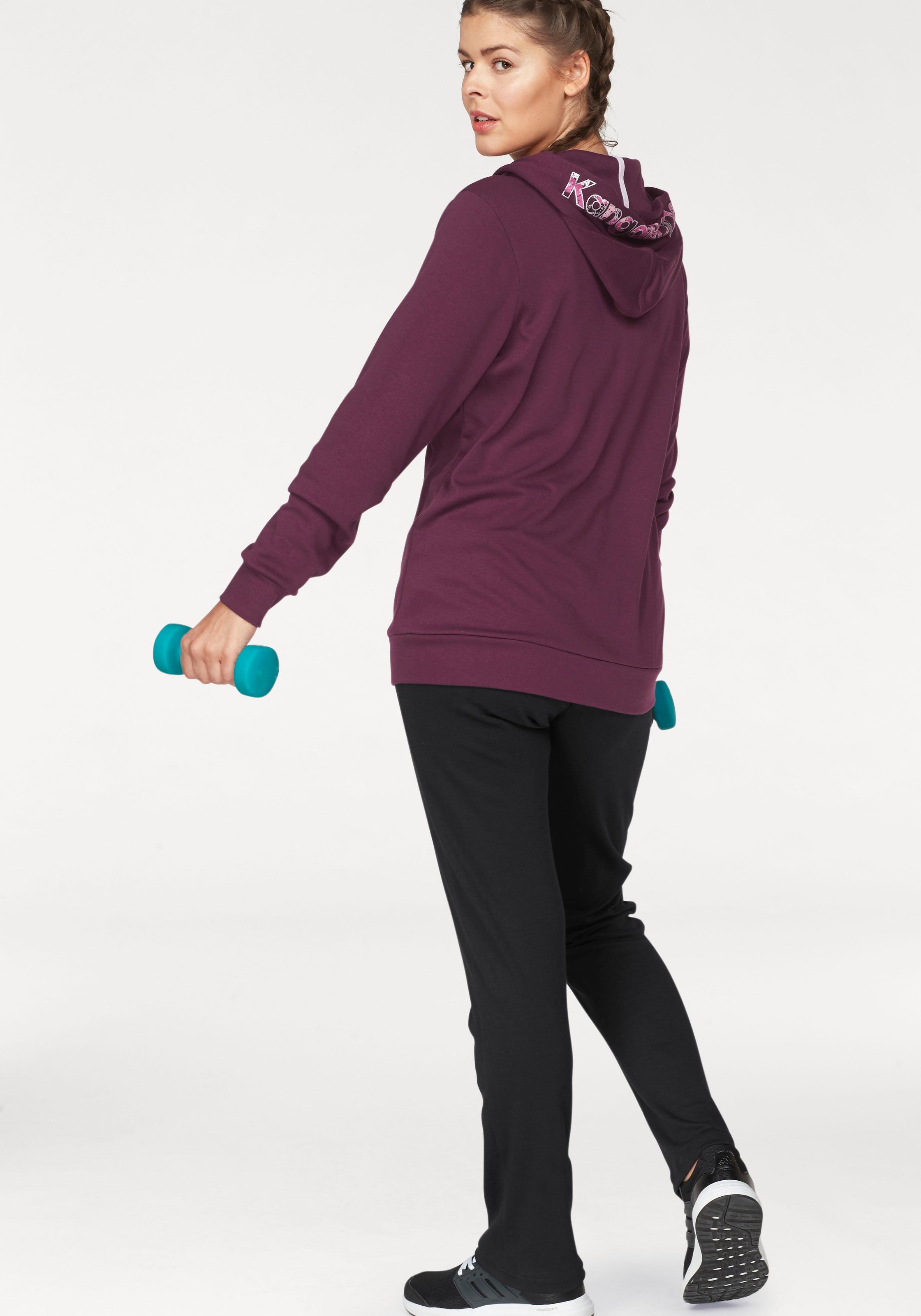 Jogginganzug KANGAROOS, Damen, Gr. 56, lila (aubergine, schwarz), Interlock, Obermaterial: 60% Baumwolle, 40% Polyester, figurumspielend, Sportanzüge Jogginganzug, Große Größen, Topseller 2