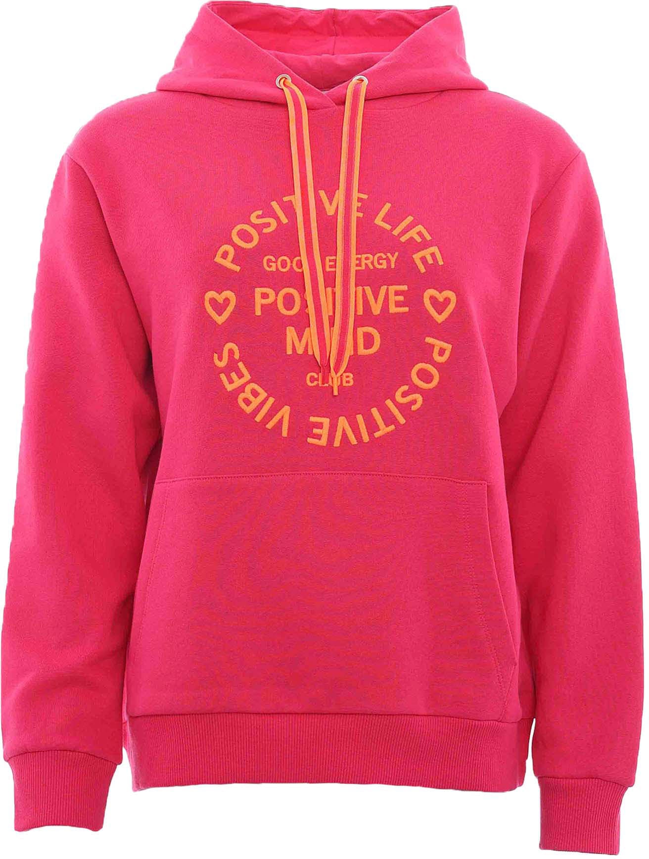 Zwillingsherz Sweatshirt, mit "Positive Mind" Stickerei und Schriftzug am Rücken