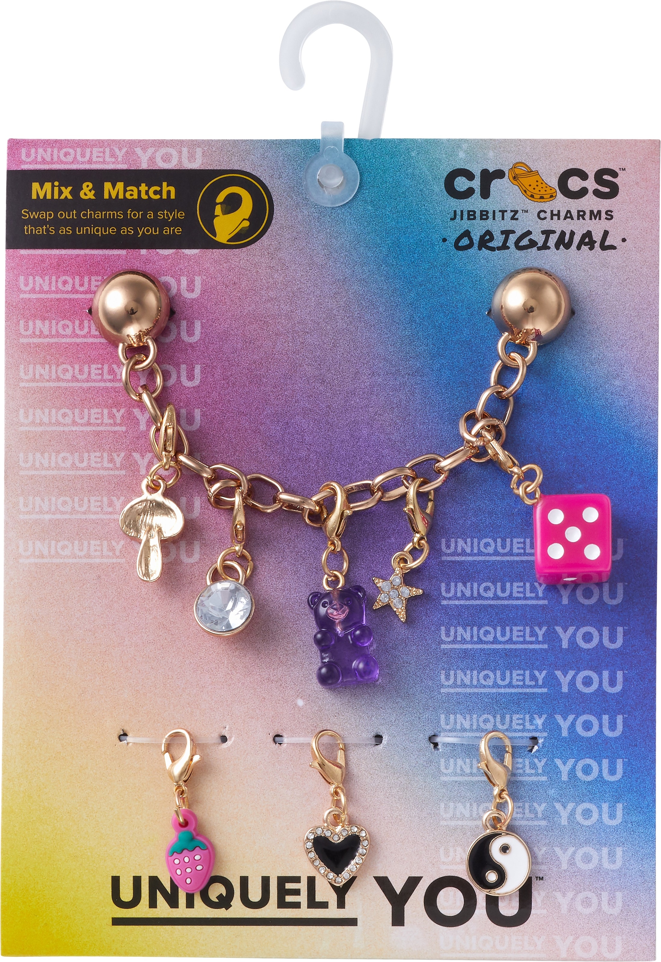 Crocs Schuhanstecker »Jibbitz™ "Custom Charm Chain"«, (Set, 5 tlg., Kein Spielzeug. Nicht für Kinder unter 3 Jahren geeignet), Schuh-Dekoration mit Charm-Kette und Anhängern