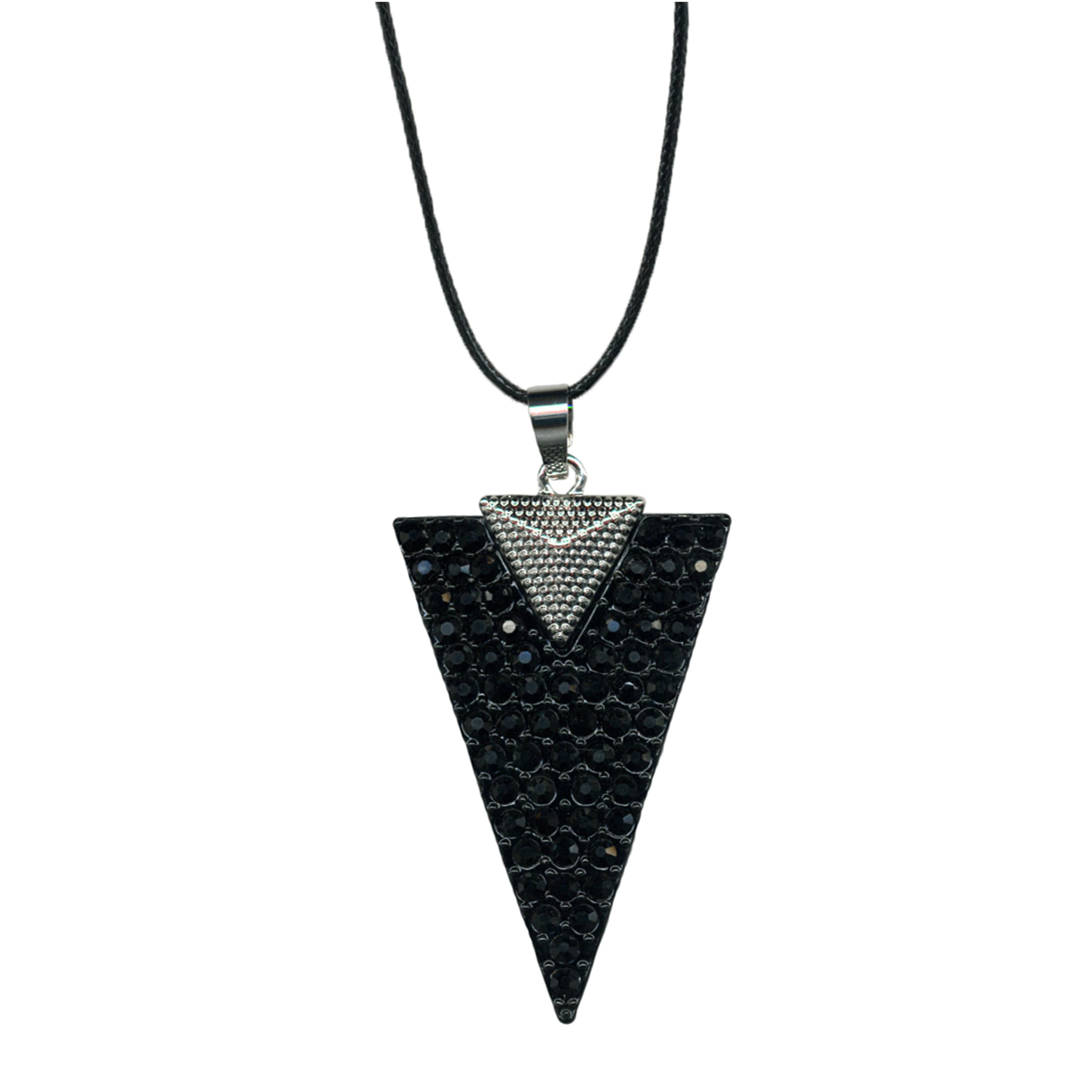 Lange Kette FIRETTI "Schmuck Geschenk Sparkling Triangle", metallfarben, schwarz, Halsketten, Damen, Kunststoff Metall Textil, L: 78, Kunststoff, Metall, Textil