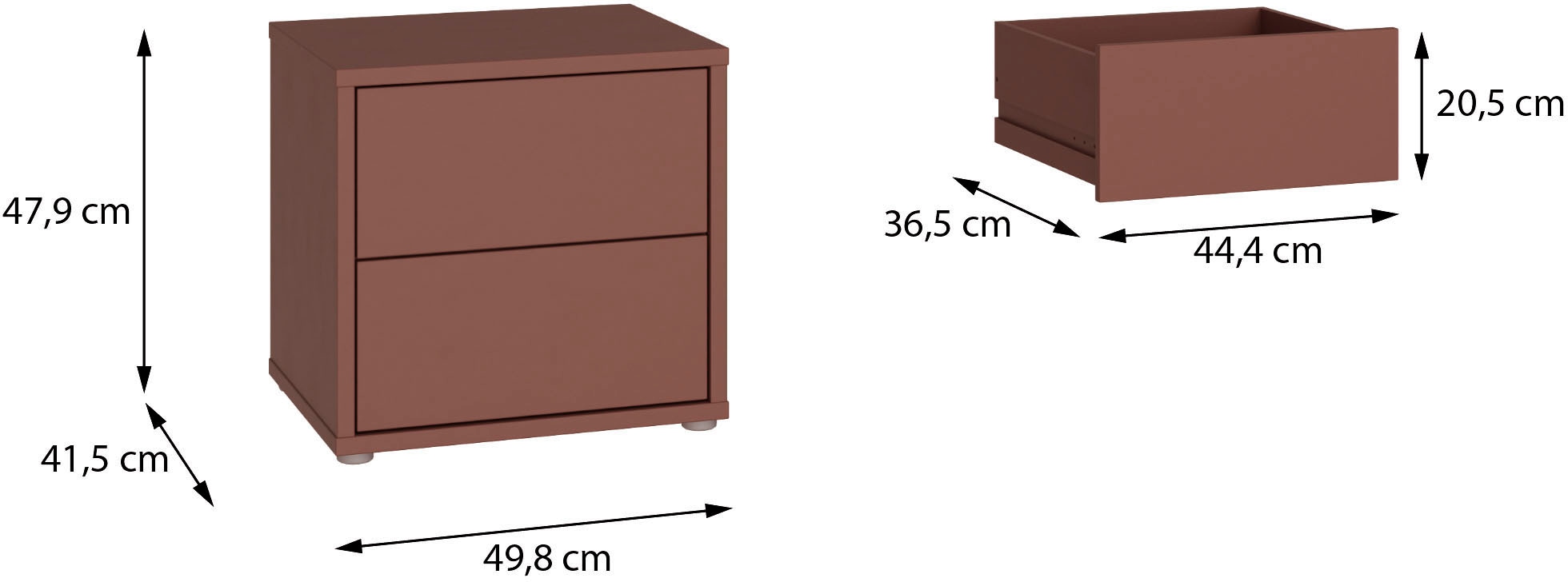 FORTE Nachtkommode »Alice Springs« Schubkästen mit Vollauszug, Push to Open