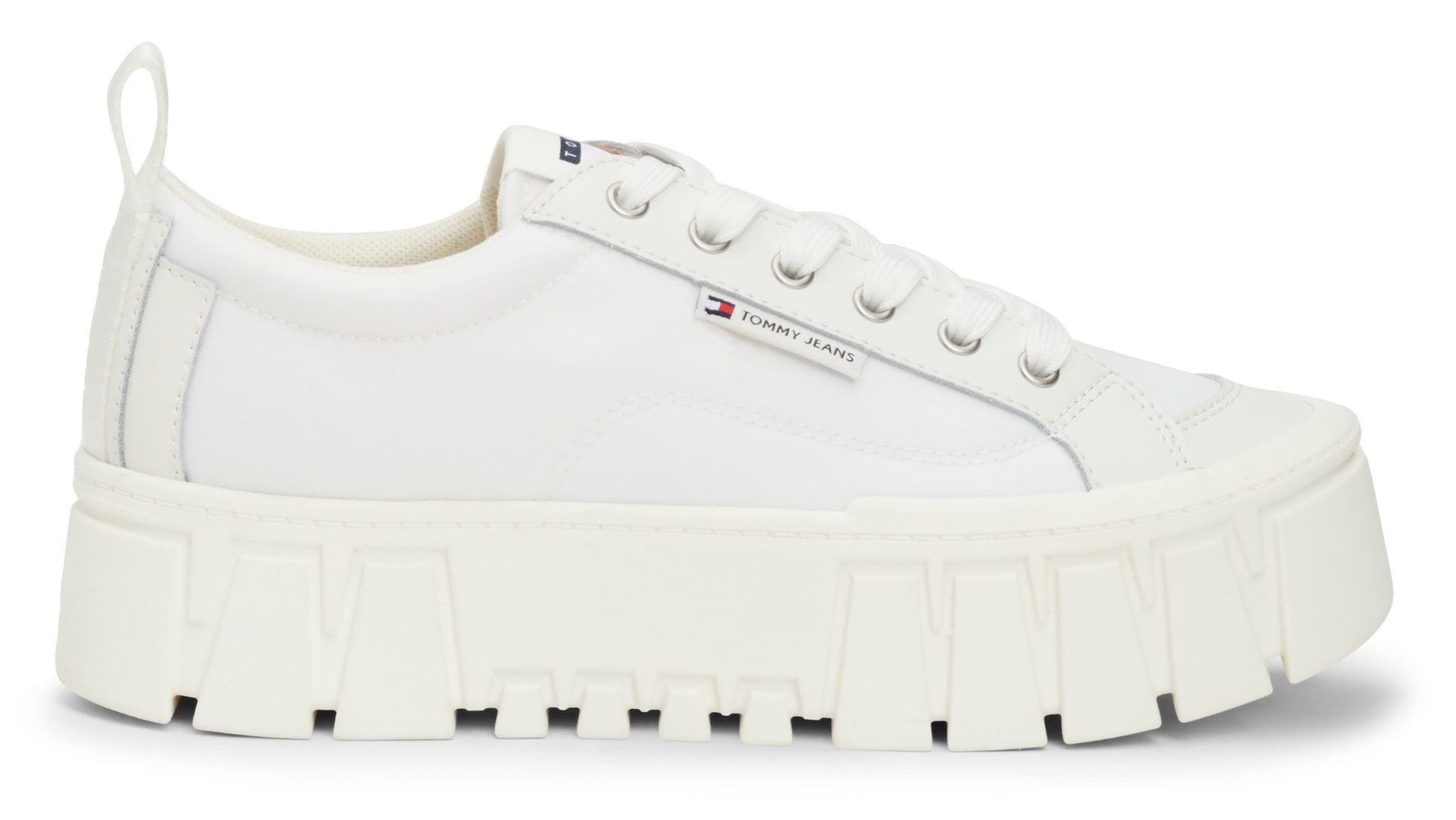 Tommy Jeans Plateausneaker »TJW VULC FLATFORM LC MIX MEDIA«, Freizeitschuh, Halbschuh, Schnürschuh mit derber Sohle