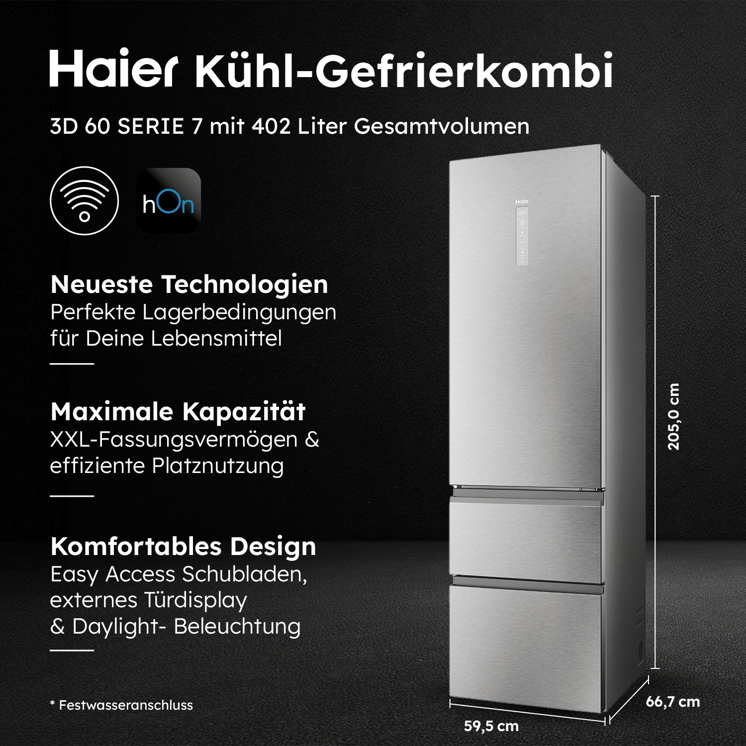 Haier Kühl-/Gefrierkombination 3D 60 Series 7 "HTW7620ANMG" 205 cm hoch 59, günstig online kaufen