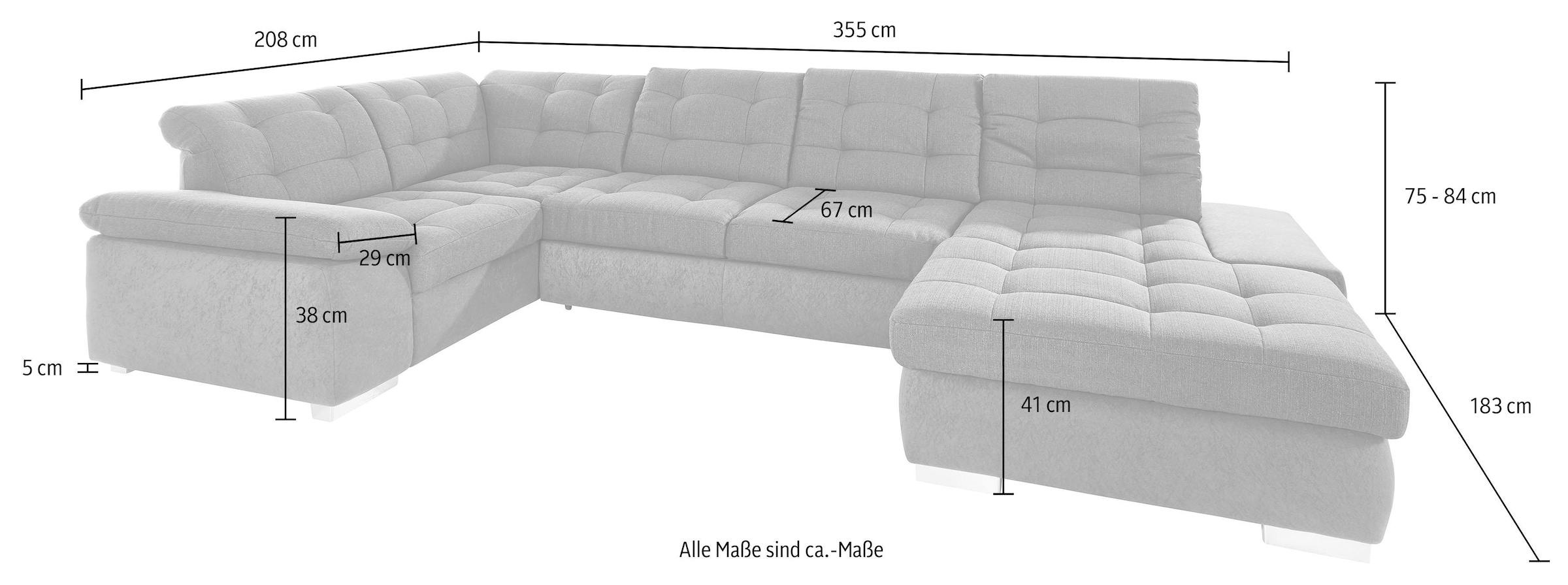 sit&more Wohnlandschaft »Ontario U-Form«, XXL, wahlweise mit Bettfunktion