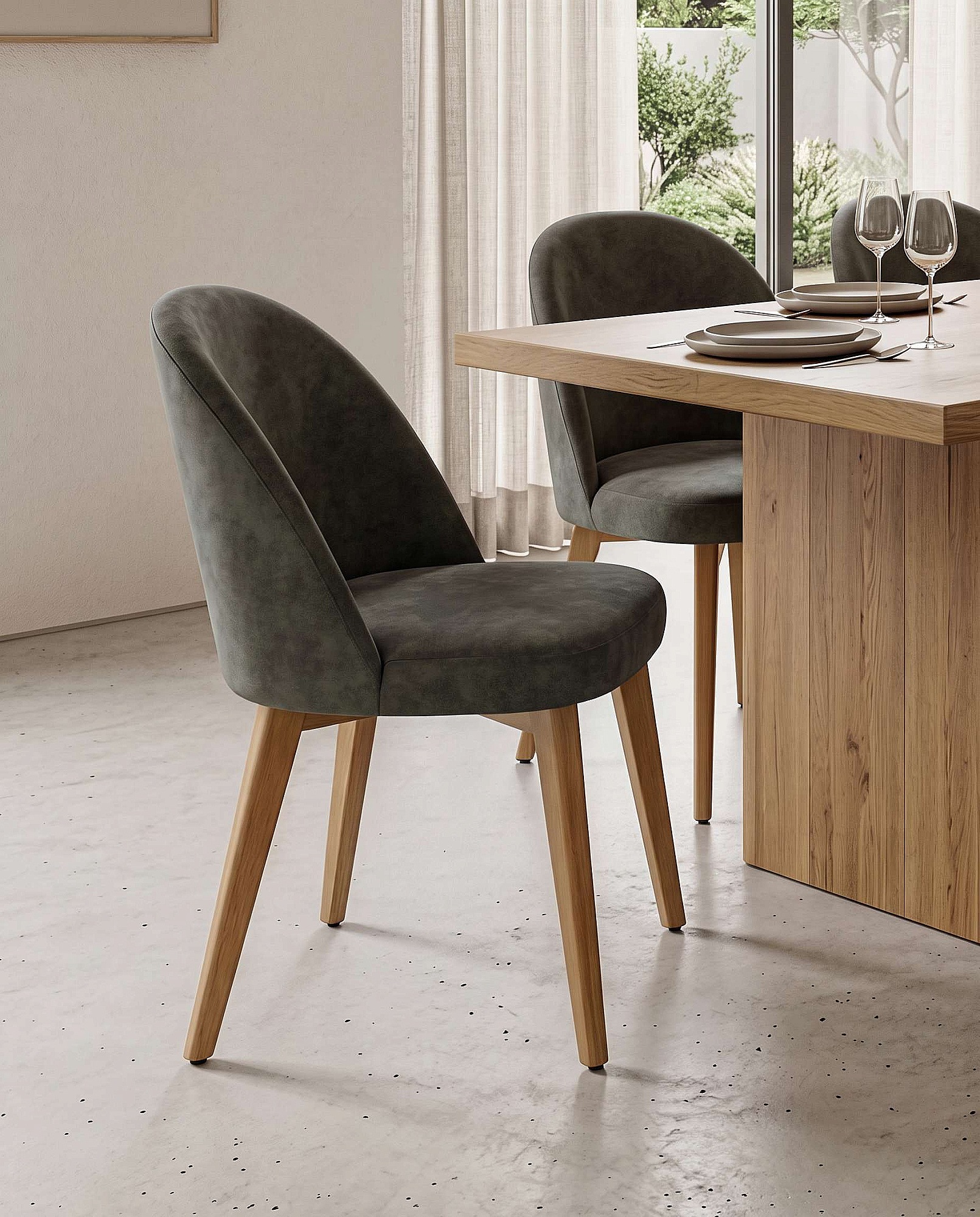 Home affaire 4-Fußstuhl »NUVOLA Stuhl,Armstuhl,Made in Italy,Massivholz,Samt,24 Farbvarianten« () 1 Stk.Esszimmerstuhl,schmutzabweisender Velours mit Wolkeneffekt