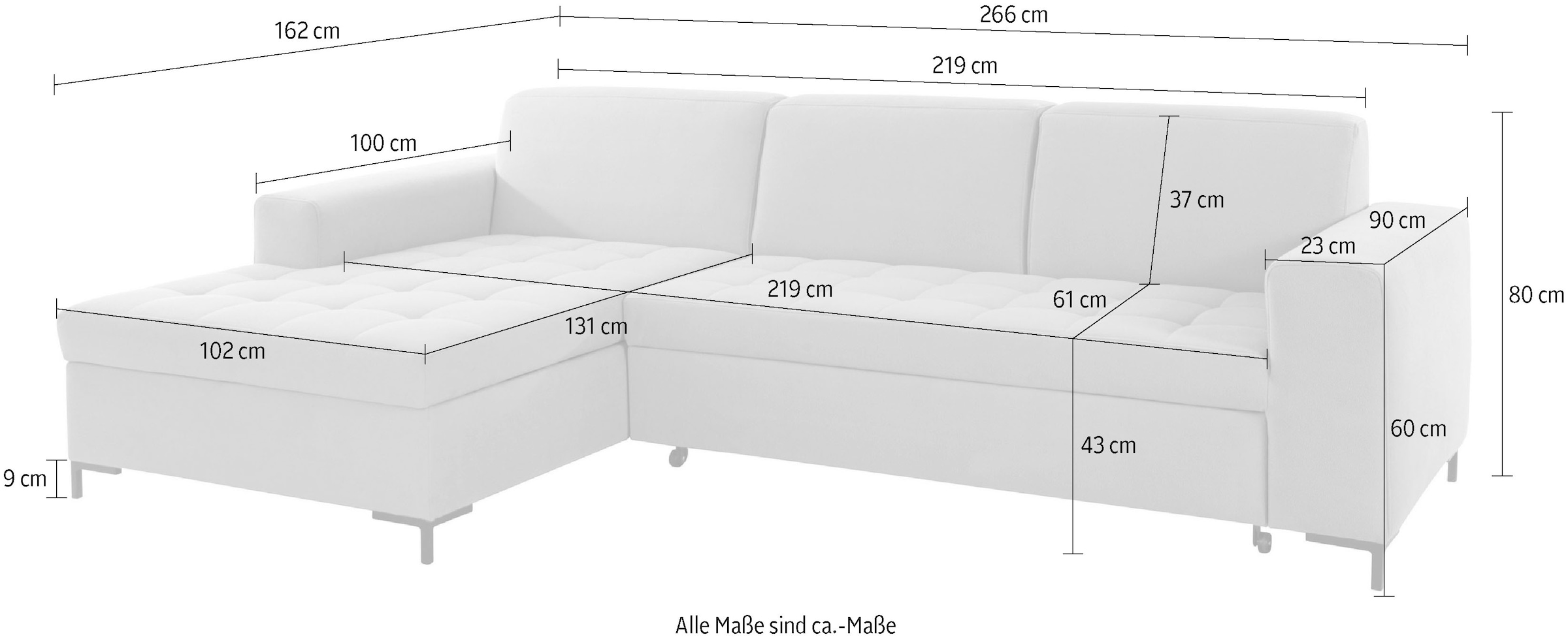 OTTO products Ecksofa »Grazzo L-Form«, hochwertige Stoffe aus recyceltem Material, Steppung im Sitzbereich
