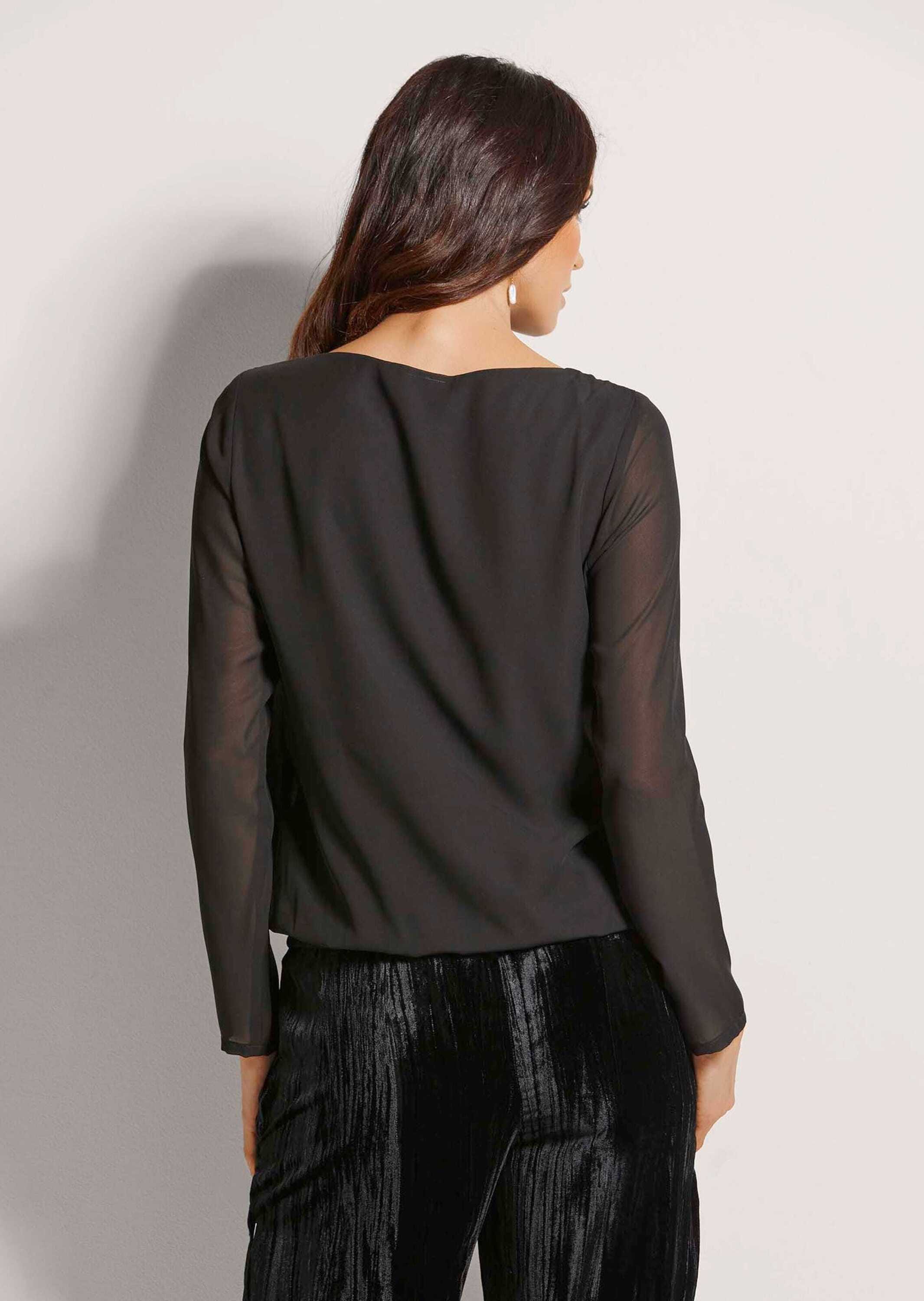 MADELEINE Langarmbluse »Bluse Rundhals-Bluse mit transparenten Ärmeln«