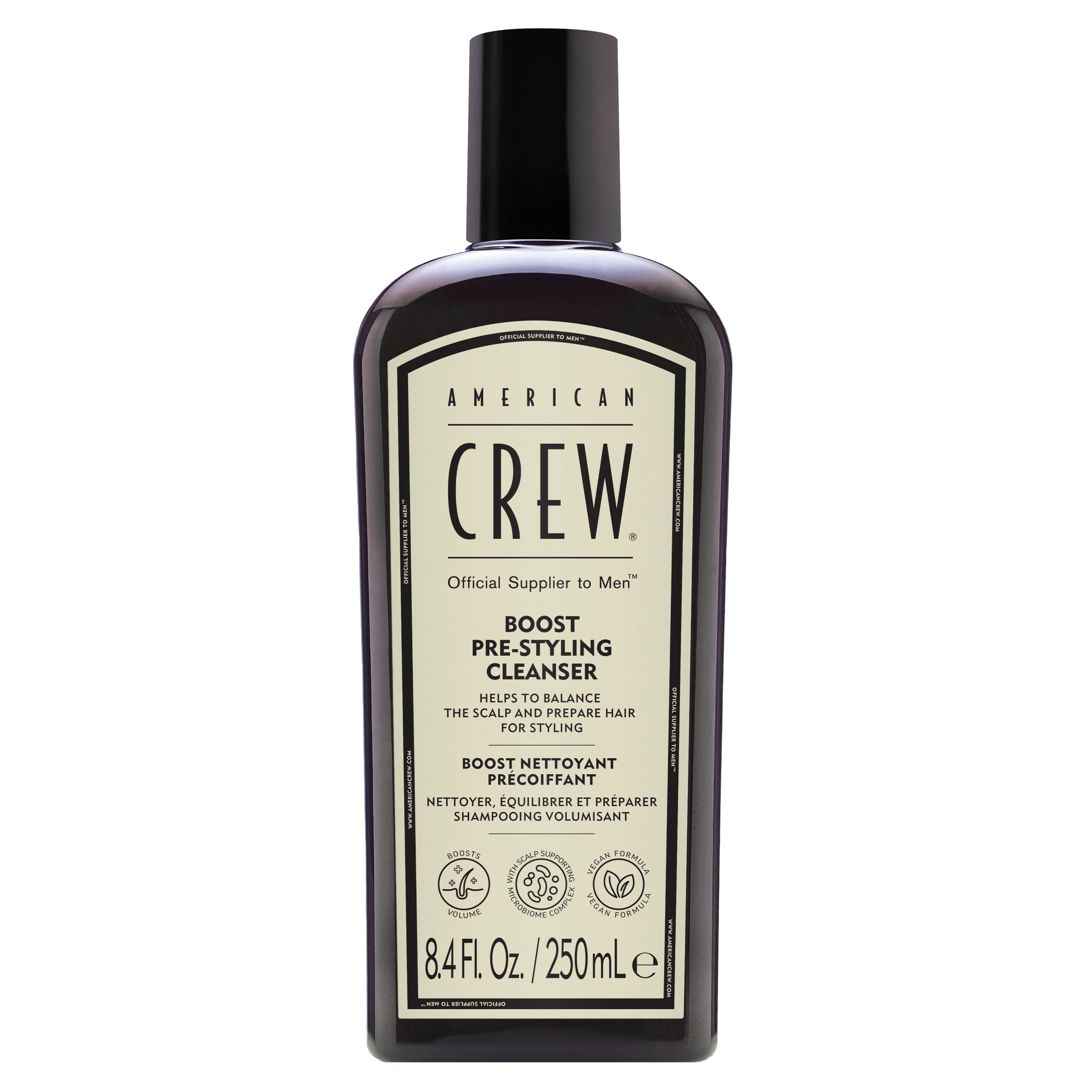 AMERICAN CREW Kinder Haarshampoo "Boost Pre-Styling Cleanser Shampoo 250ml", 250ml, transparent, Haarpflegemittel, Vegan, ohne Silikone & Sulfate.