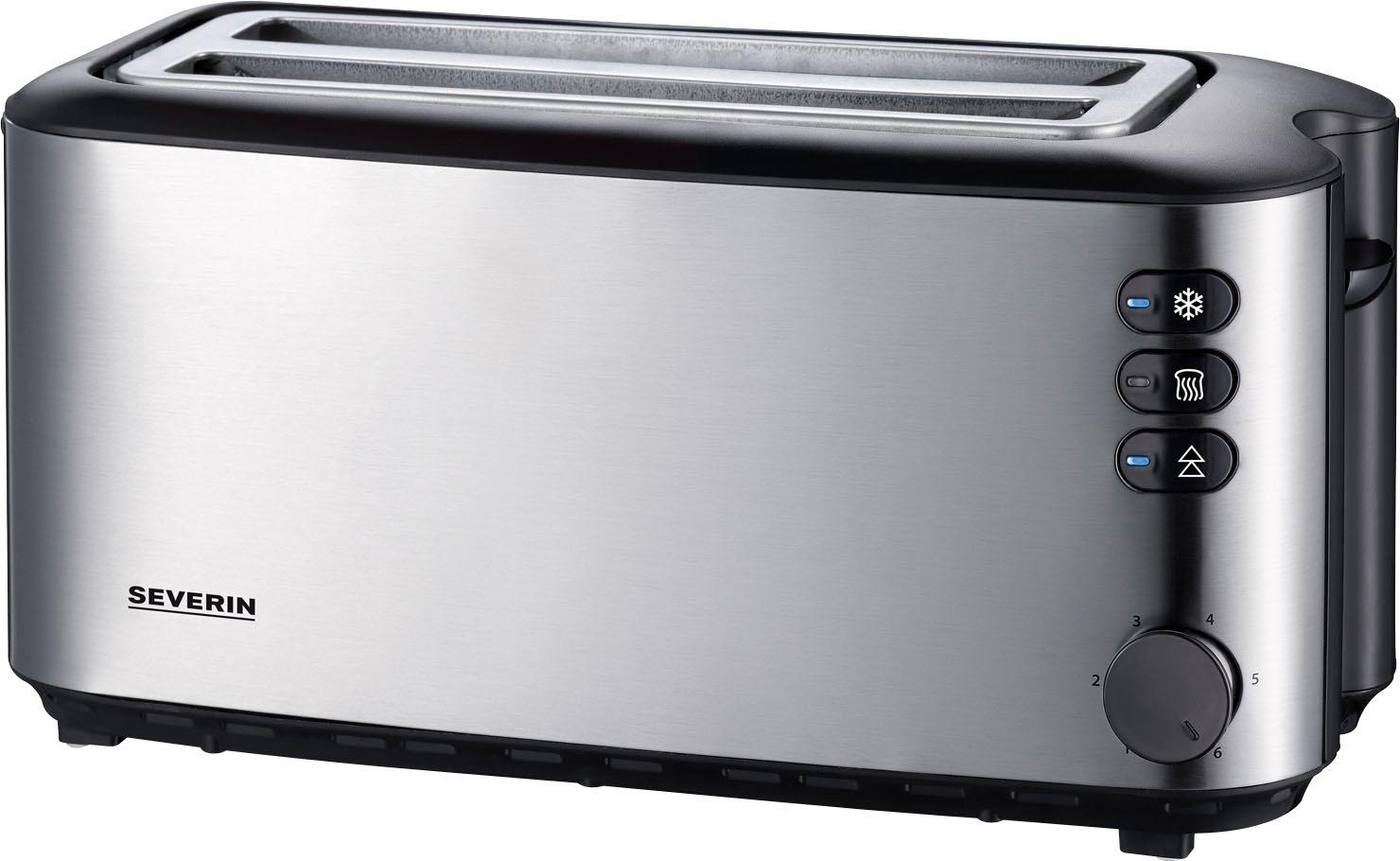 Severin Toaster »AT 2509«, 2 lange Schlitze, 1400 W, wärmeisolierend + doppelwandiges Edelstahl-Gehäuse, Brötchenaufsatz