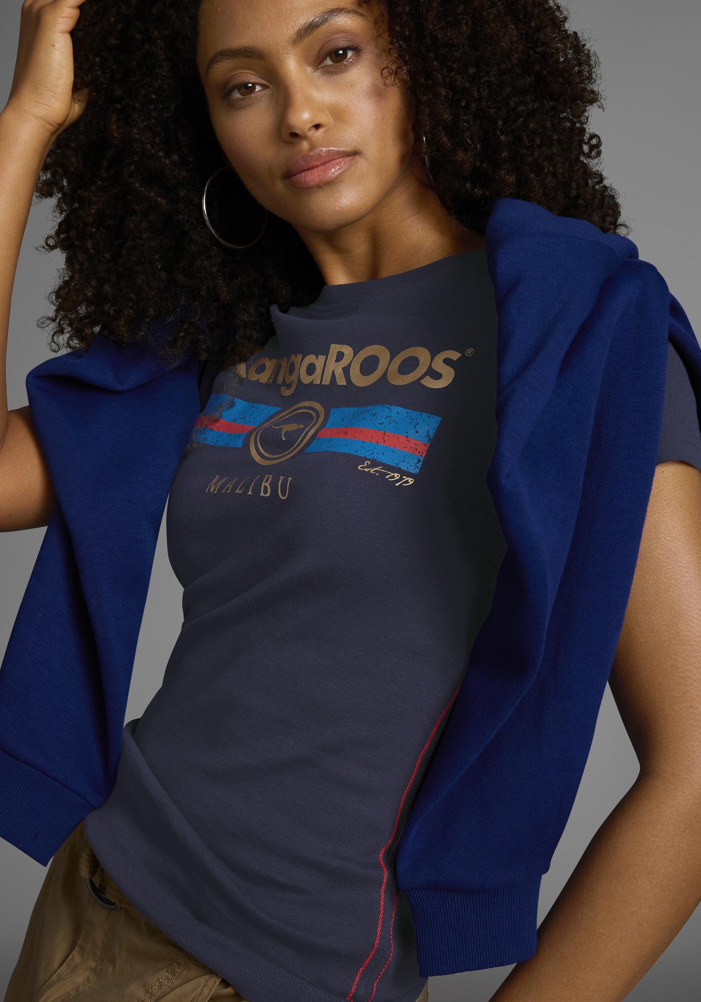 KangaROOS T-Shirt, Kurzarm, unifarben und bedruckt, Rundhalsausschnitt günstig online kaufen