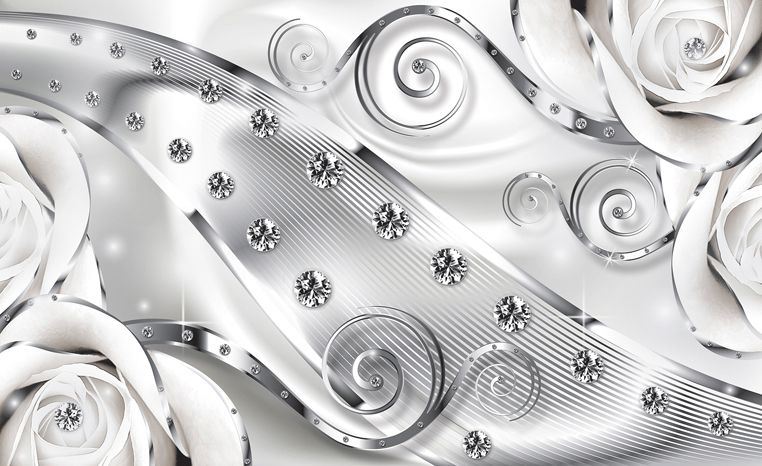 Fototapete »3D Blumen Diamanten«, Motiv, abstrakt, rosen, vliestapete, für Wohnzimmer...
