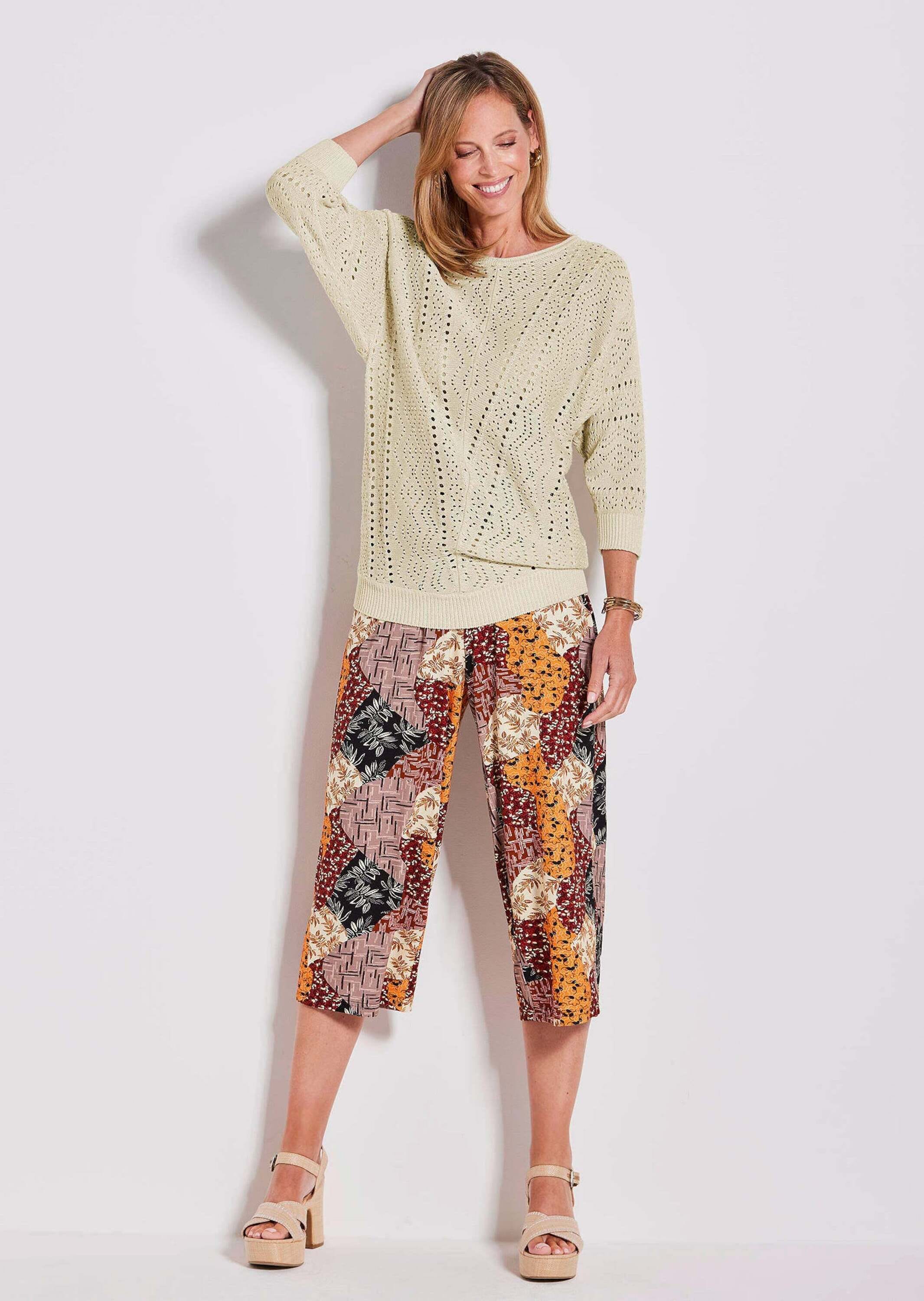 GOLDNER Rundhalspullover »Weißer Halbarmpullover«