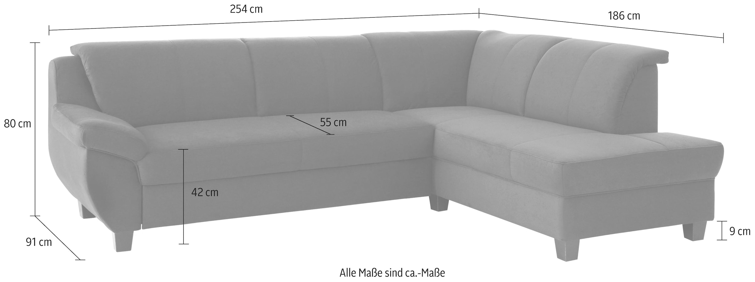 Home affaire Ecksofa »Yesterday Sitzbelastung 140 kg, L-Form«, wahlweise mit Bettfunktion, auch in Cord