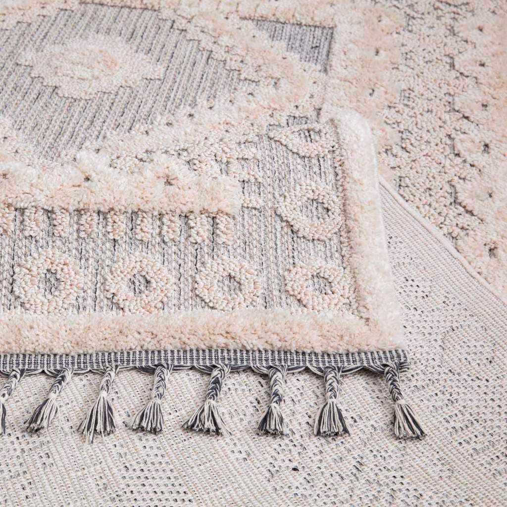 Carpet City Hochflor-Teppich »Valencia 730«, rechteckig, 20 mm Höhe, Läufer, Boho-Stil, 3D-Effekt, Relief, Hoch-Tief-Struktur, mit Fransen