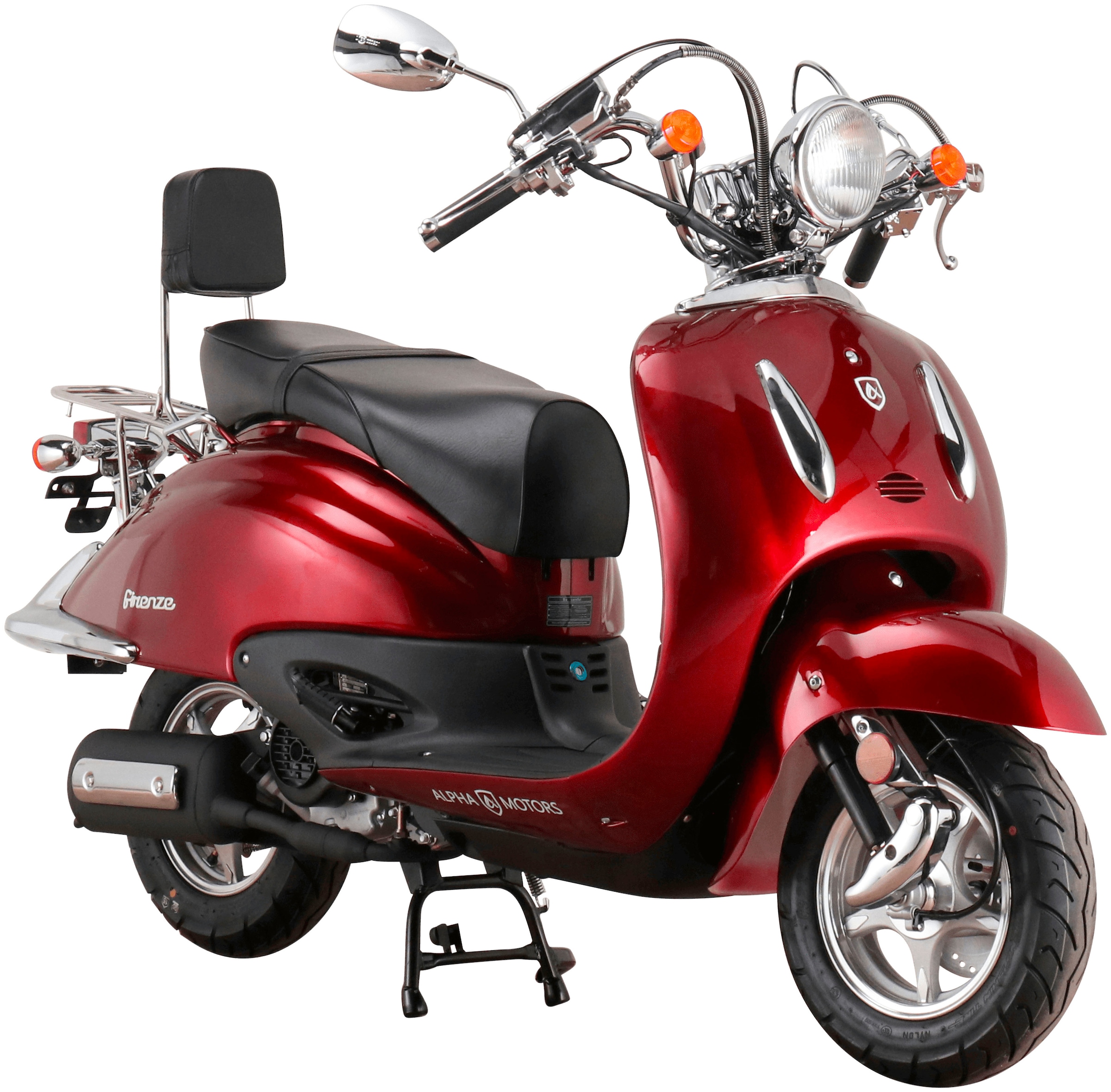 ALPHA MOTORS Motorroller "Retro Firenze", 85 km/h, rot, Motorroller, mit Lenkerschloss