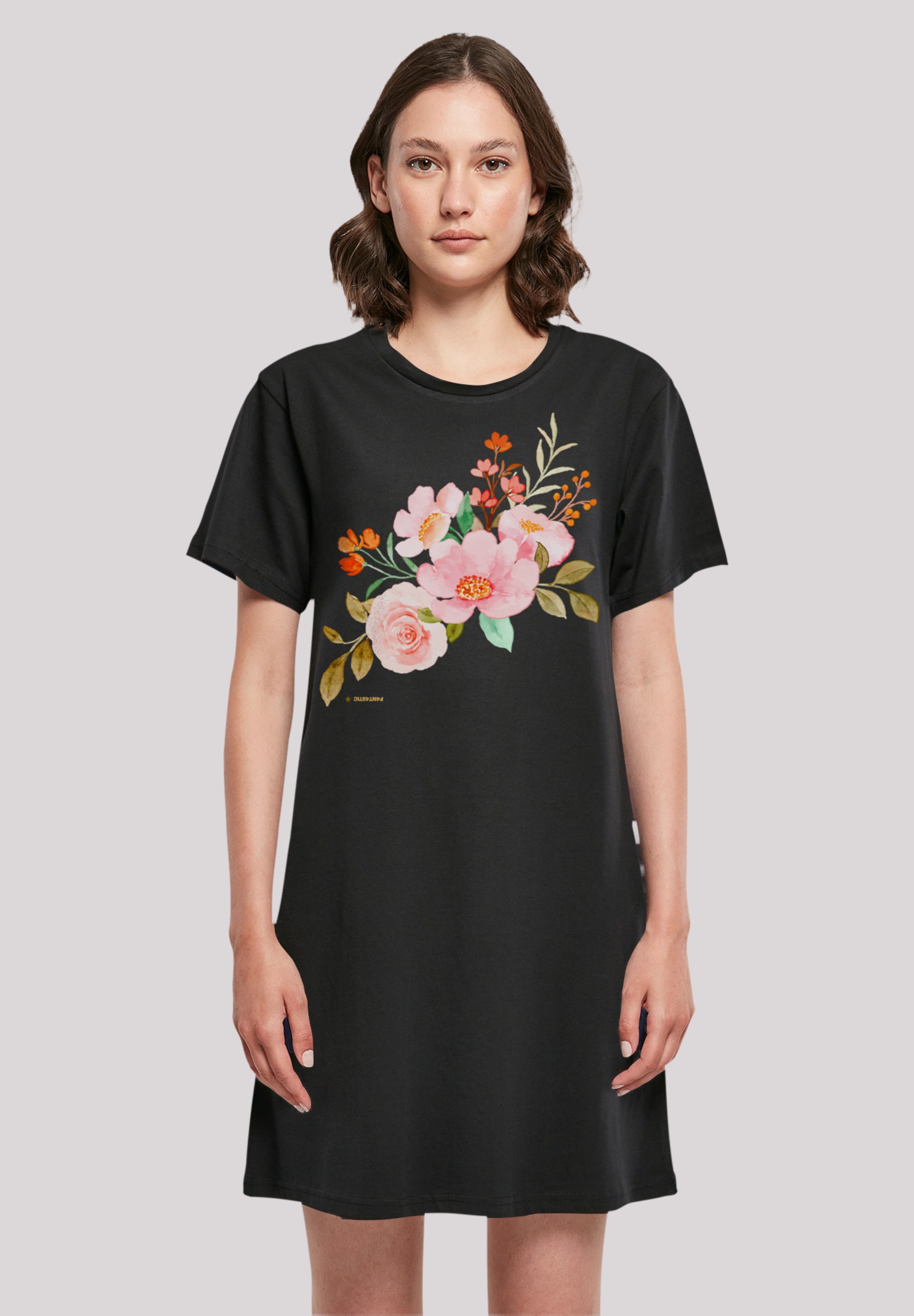 F4NT4STIC Shirtkleid "Blumenmuster Damen T-Shirt Kleid" Ohne Taschen Print günstig online kaufen