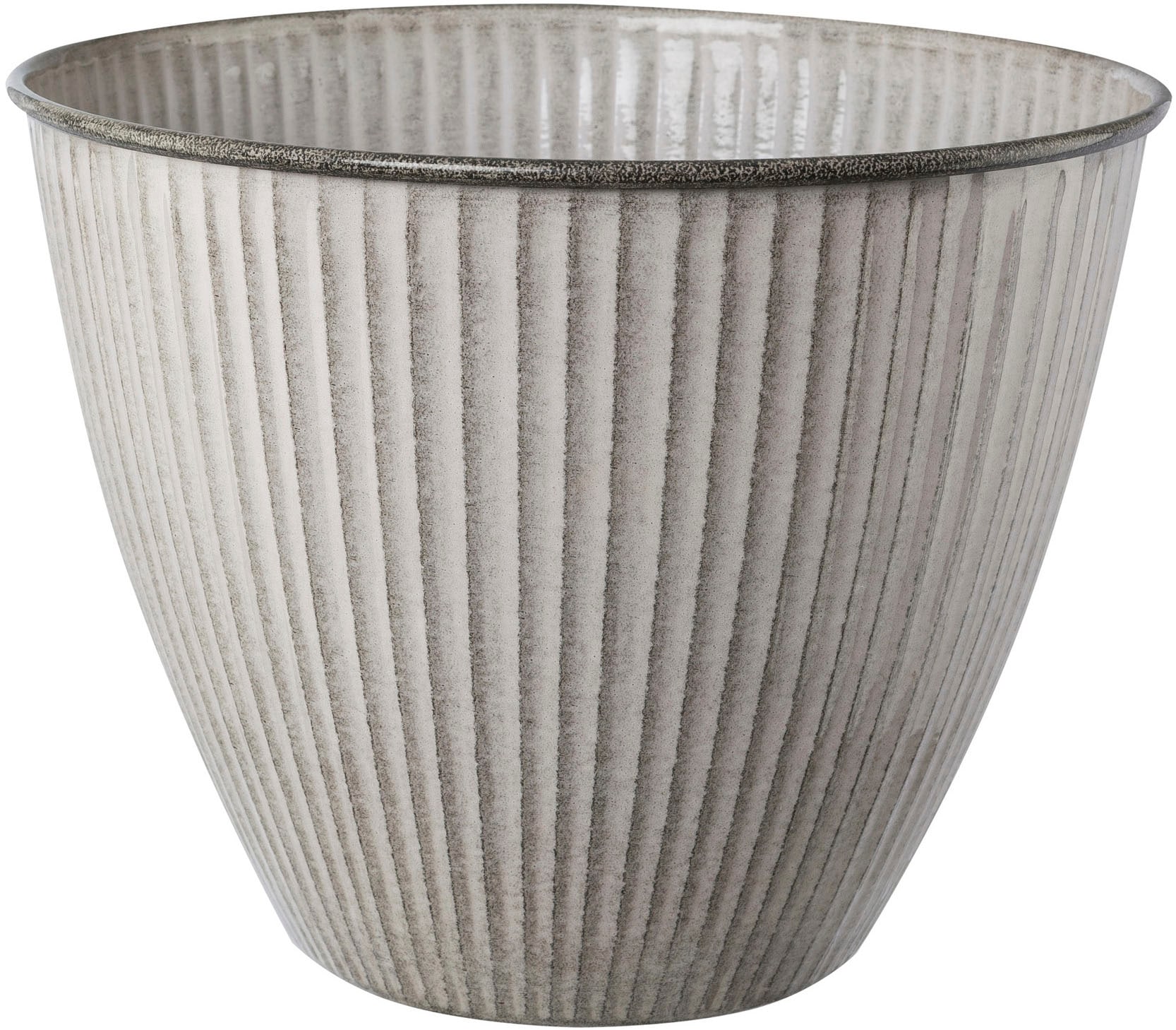 Übertopf CREATIV HOME, B:26cm H:22cm T:26cm, grau, Metall, Pflanzgefäße, "Übertopf", mit Riffelstruktur