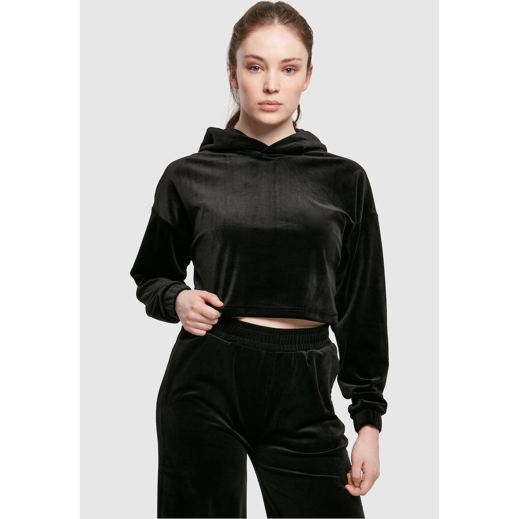 URBAN CLASSICS Kapuzenpullover »Urban Classics Damen Ladies Cropped Velvet Oversized Hoody«, (1 tlg.)