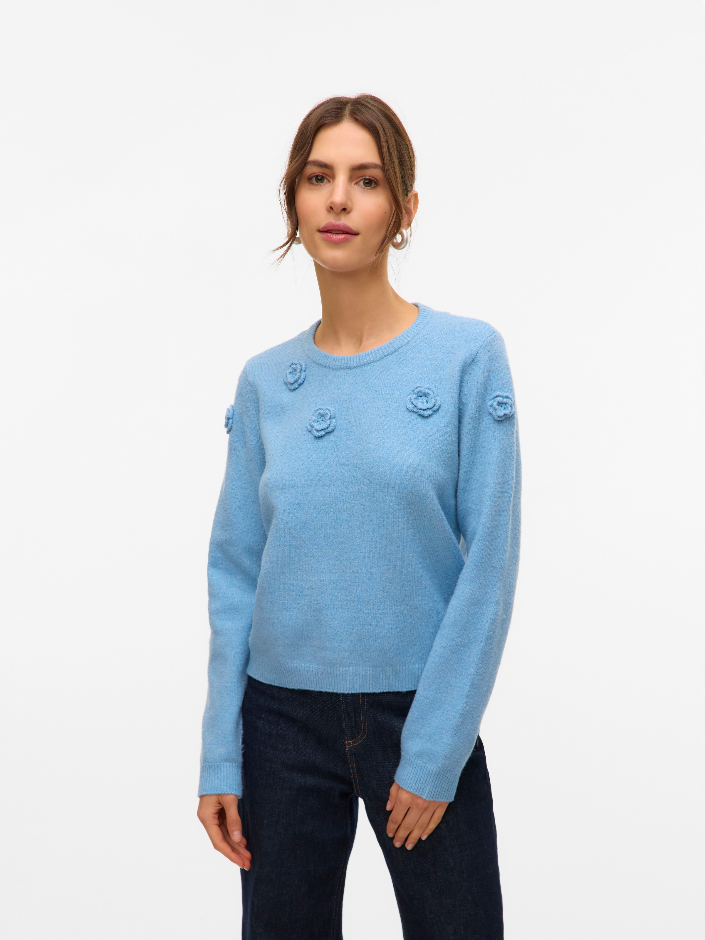Vero Moda Rundhalspullover "VMROSE LS O-NECK PULLOVER BOO" günstig online kaufen